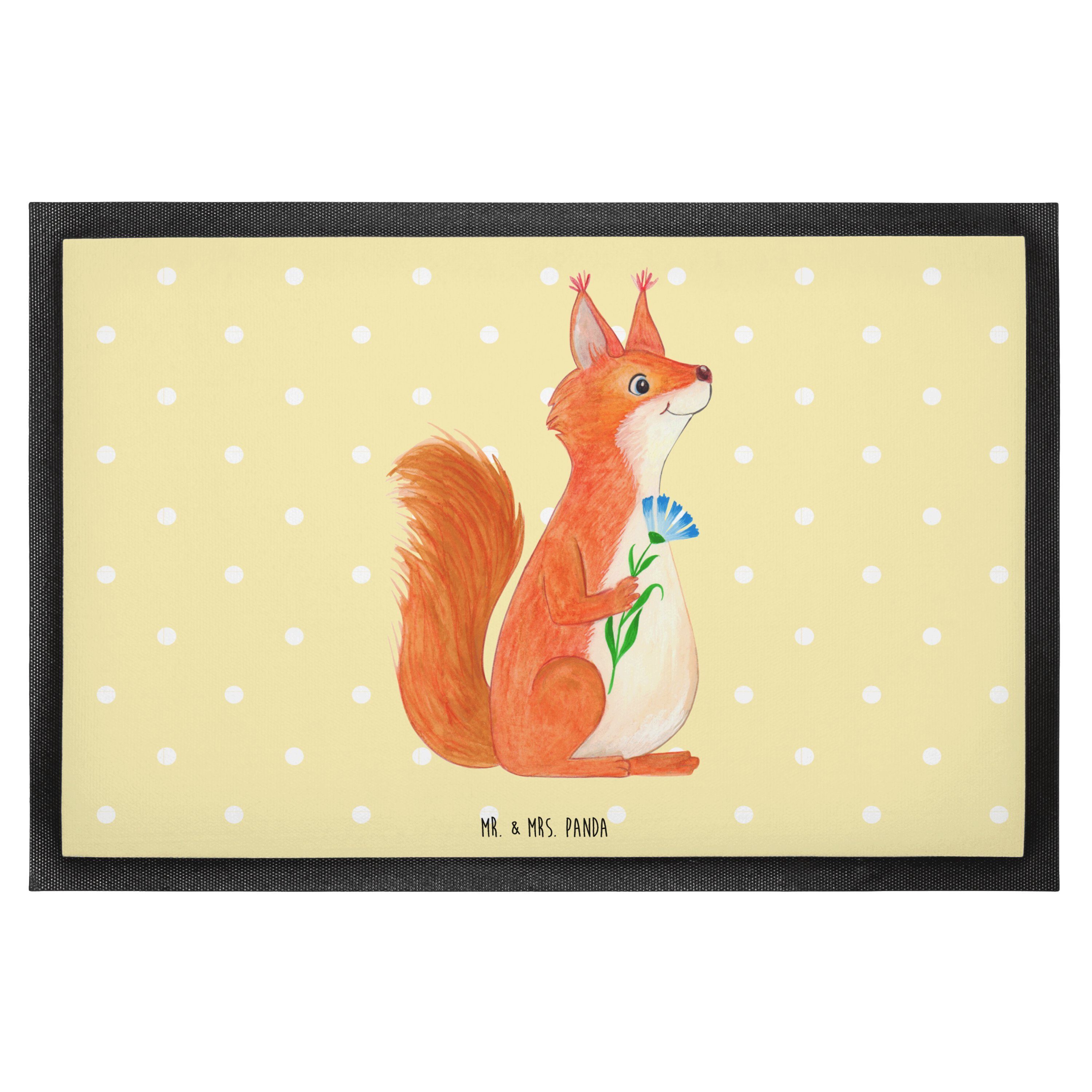 Fußmatte 60 x 90 cm Eichhörnchen Blume Gelb Pastell Geschenk