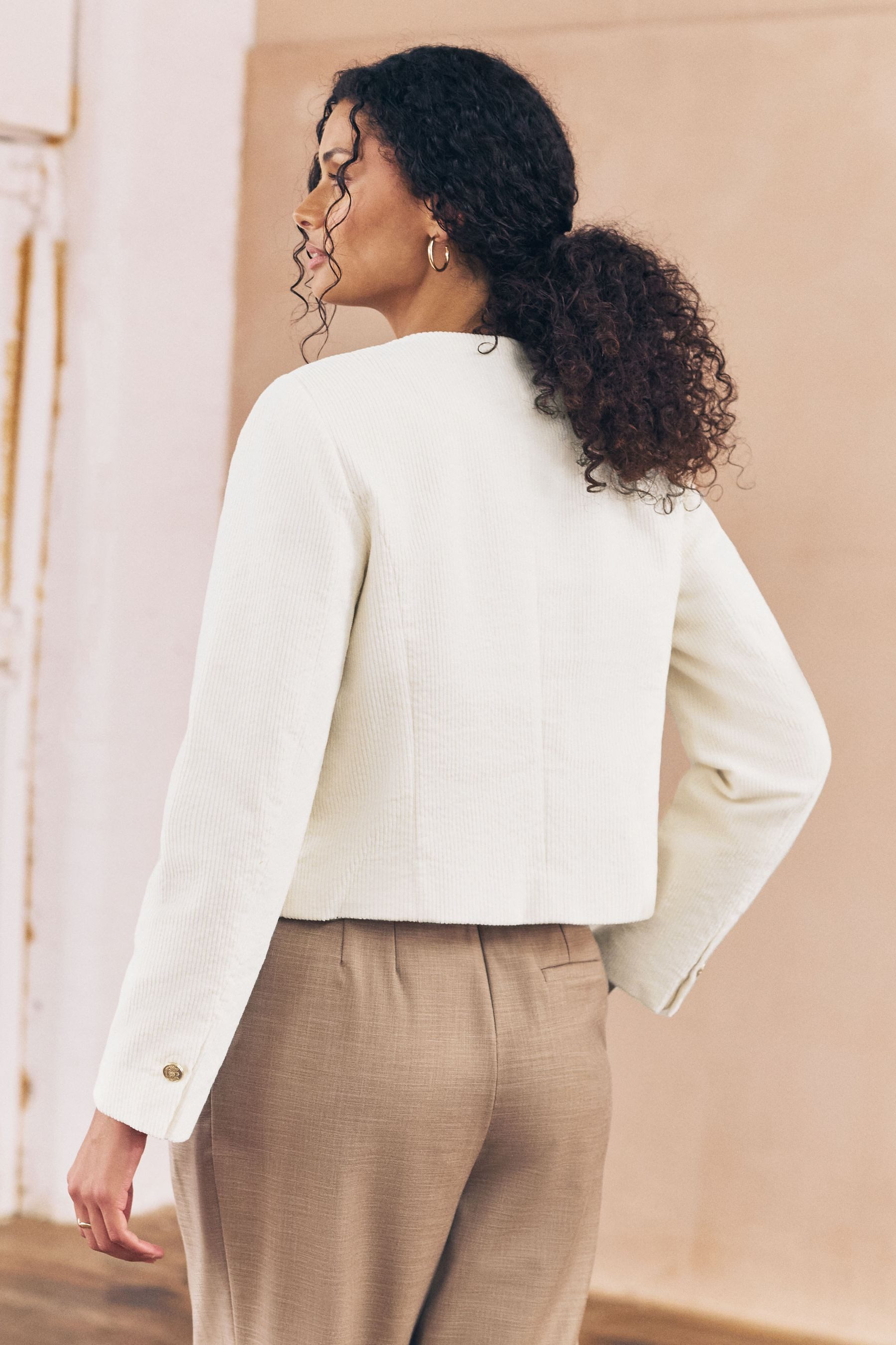 Next Cordjacke Kragenlose Cord-Jacke (1-St) günstig online kaufen