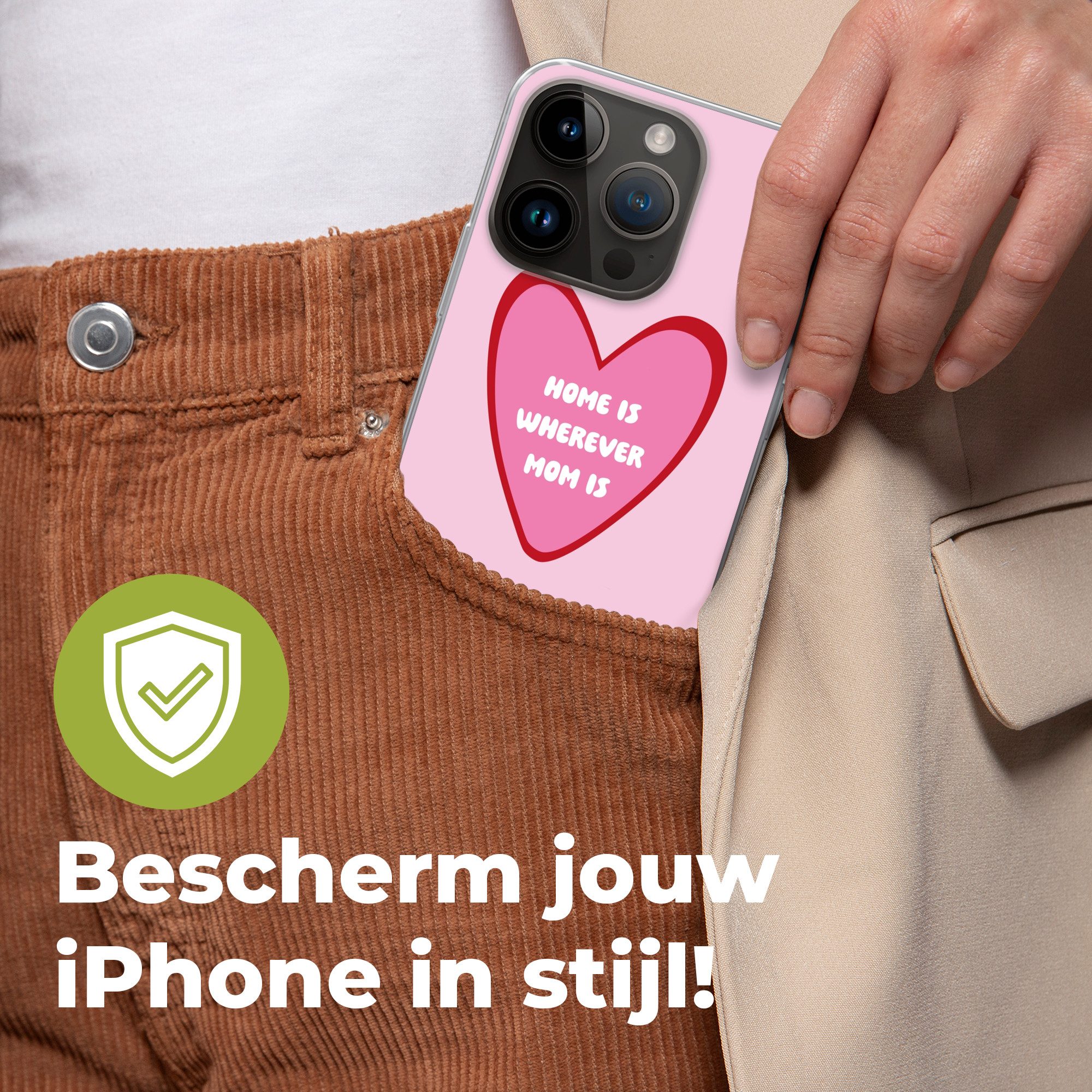 MuchoWow Handyhülle für Apple iPhone 14 Pro Zitat - Mutter - Rosa, Smartphone-Bumper, Print, Handy Schutzhülle Dünn