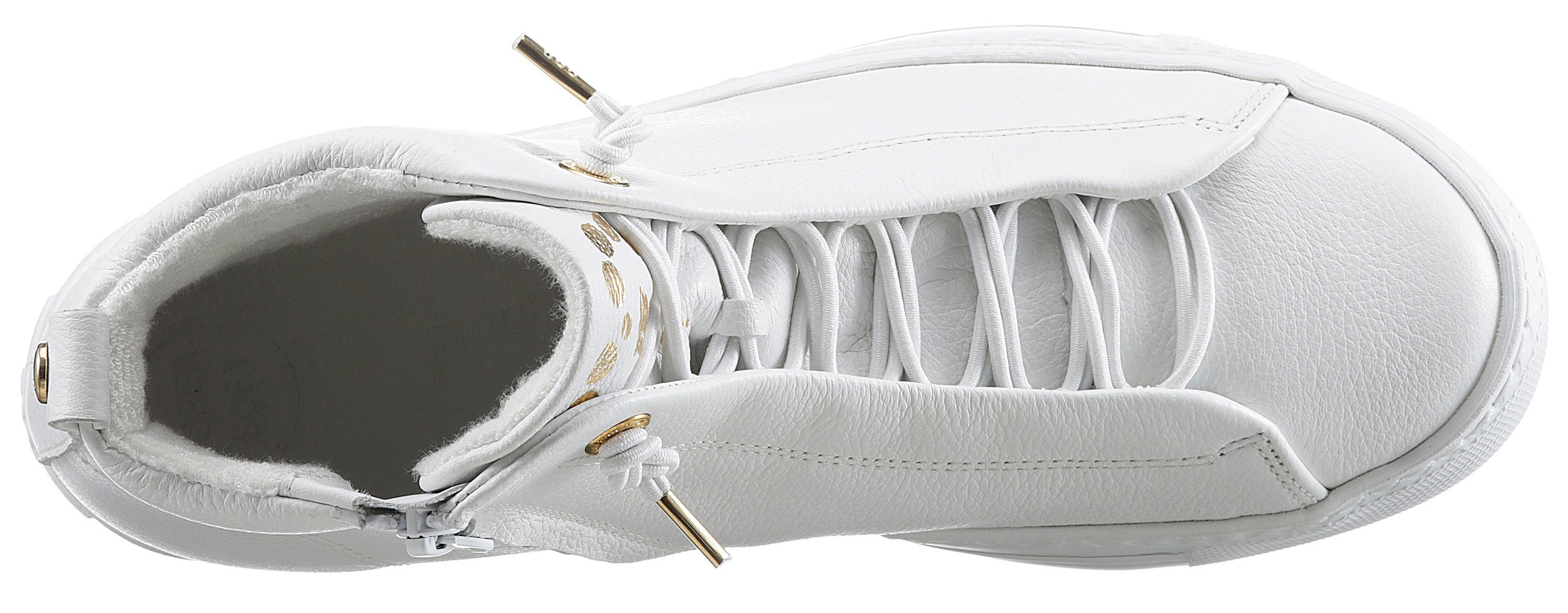 Paul Green Details goldfarbenen Sneaker mit weiß