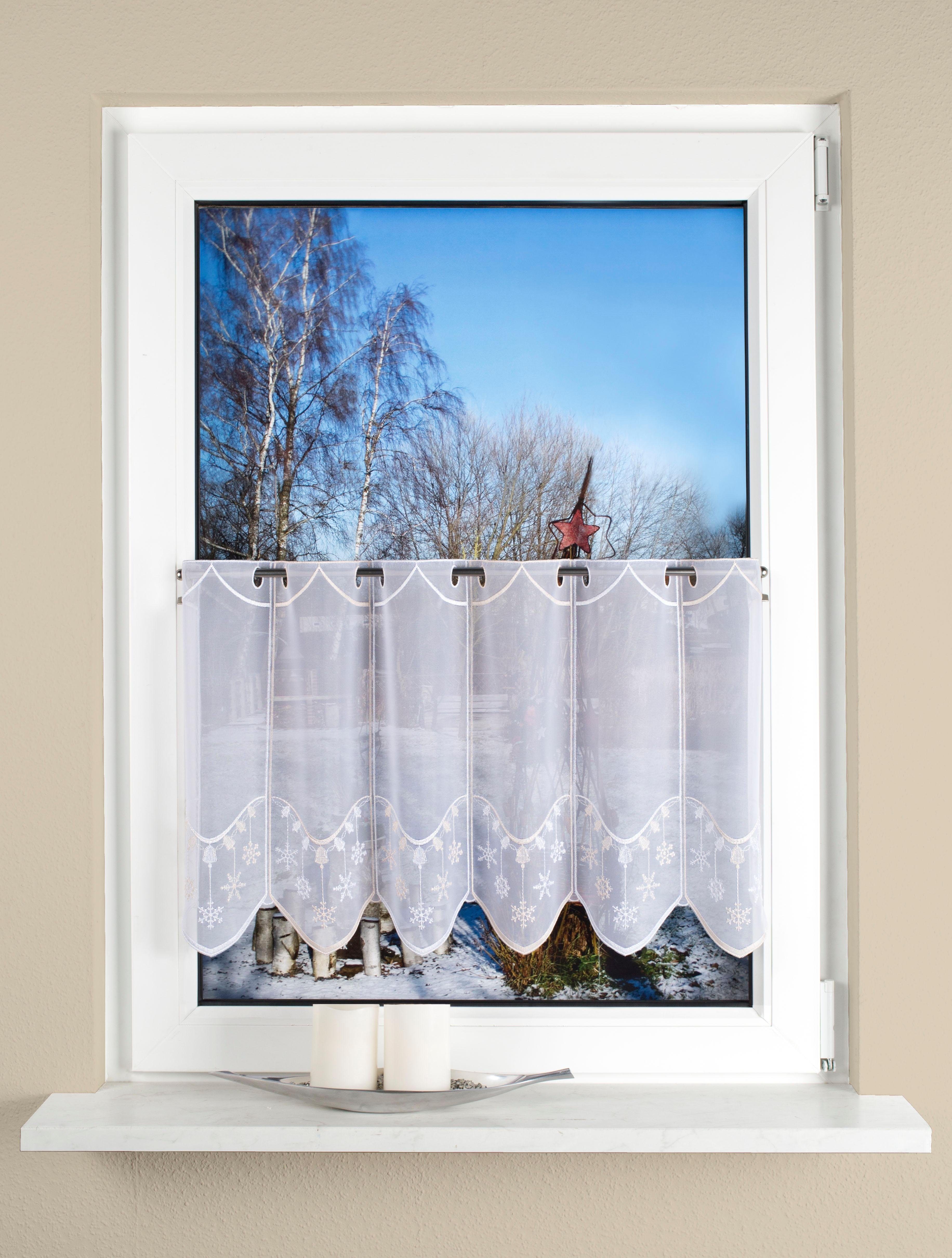 transparente, Stangendurchzug transparent, bestickt, (1 St), sind HxB: lichtdurchlässig HOME Scheibengardine Stoffe WOHNIDEEN, komplett ADRIANE, 45x130, leichte Microfaser,