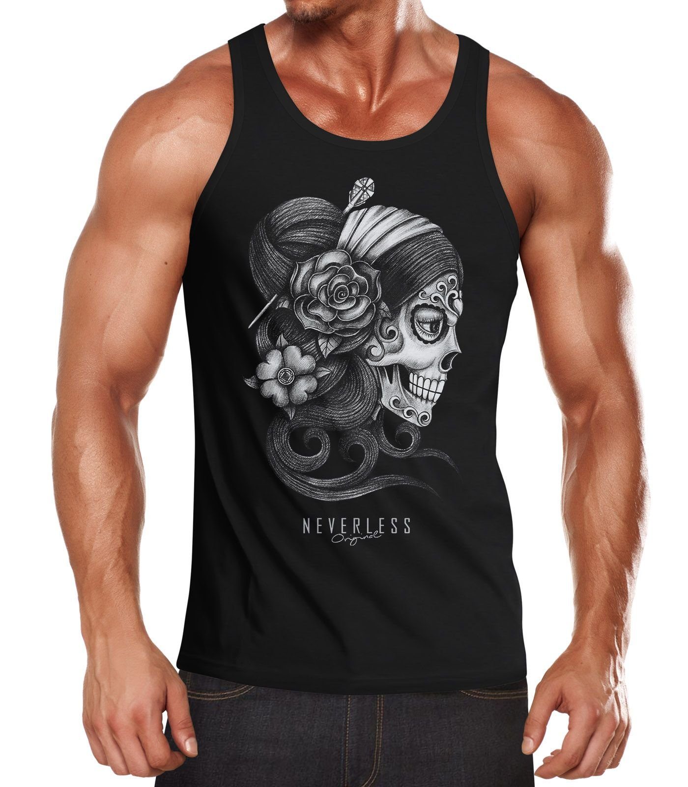 Neverless Tanktop Herren Tank-Top Santa Muerte günstig online kaufen