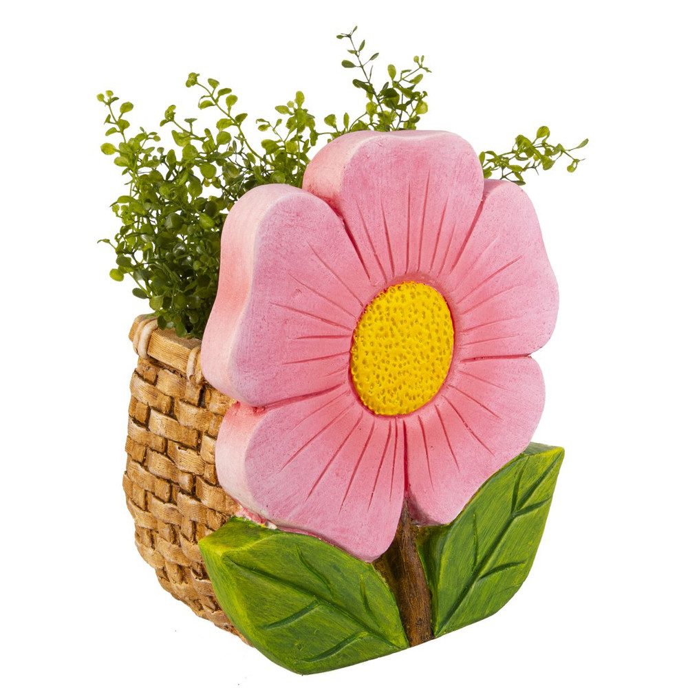 MICA Blumentopf Blume pink/grün/gelb - ca. 25 x 16,5 x 28,7 cm