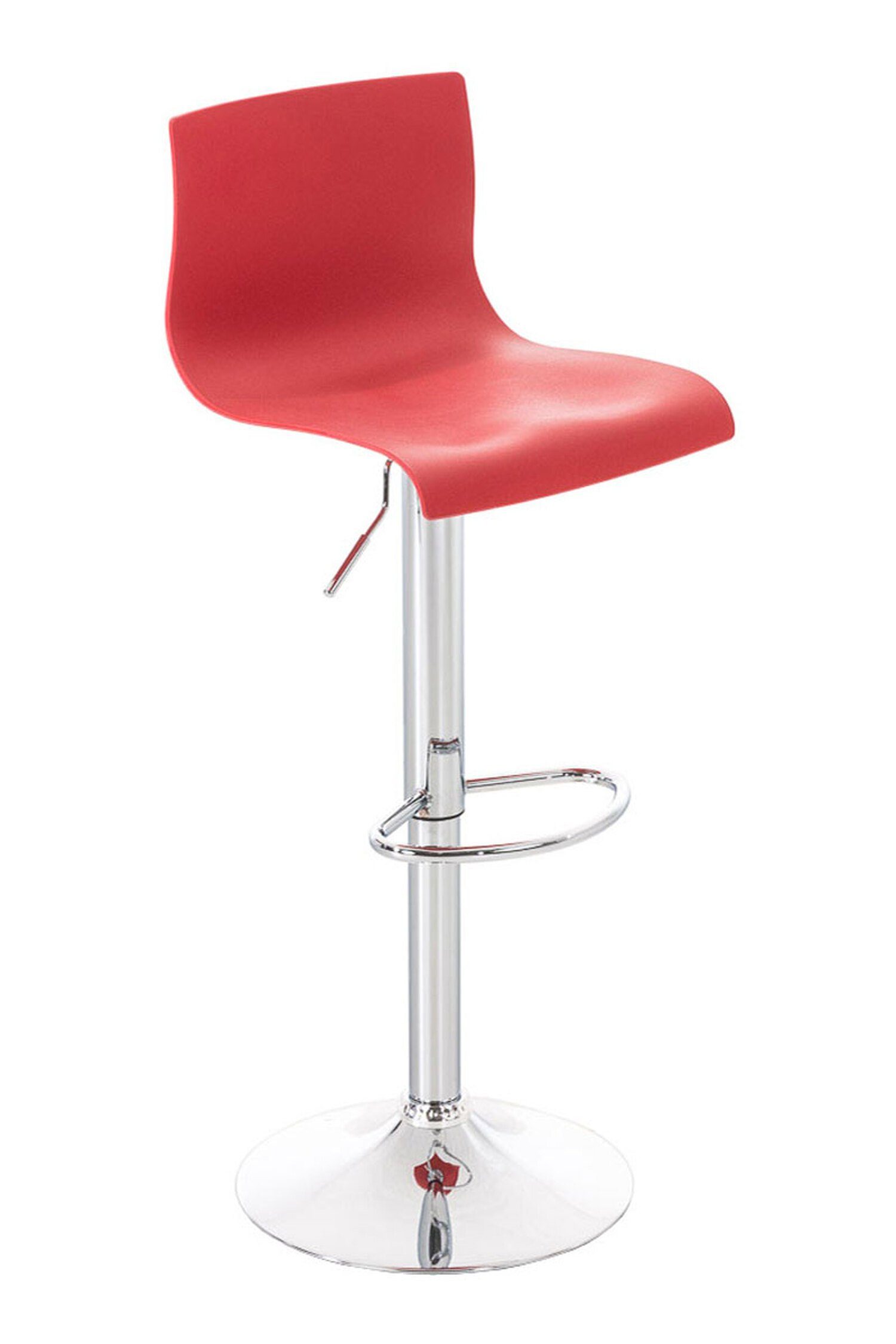 TPFLiving Barhocker Hoover (mit Fußstütze - Hocker für Theke & Küche -  Tresenhocker), Gestell Metall Chrom - Sitzfläche: Kunststoff Rot