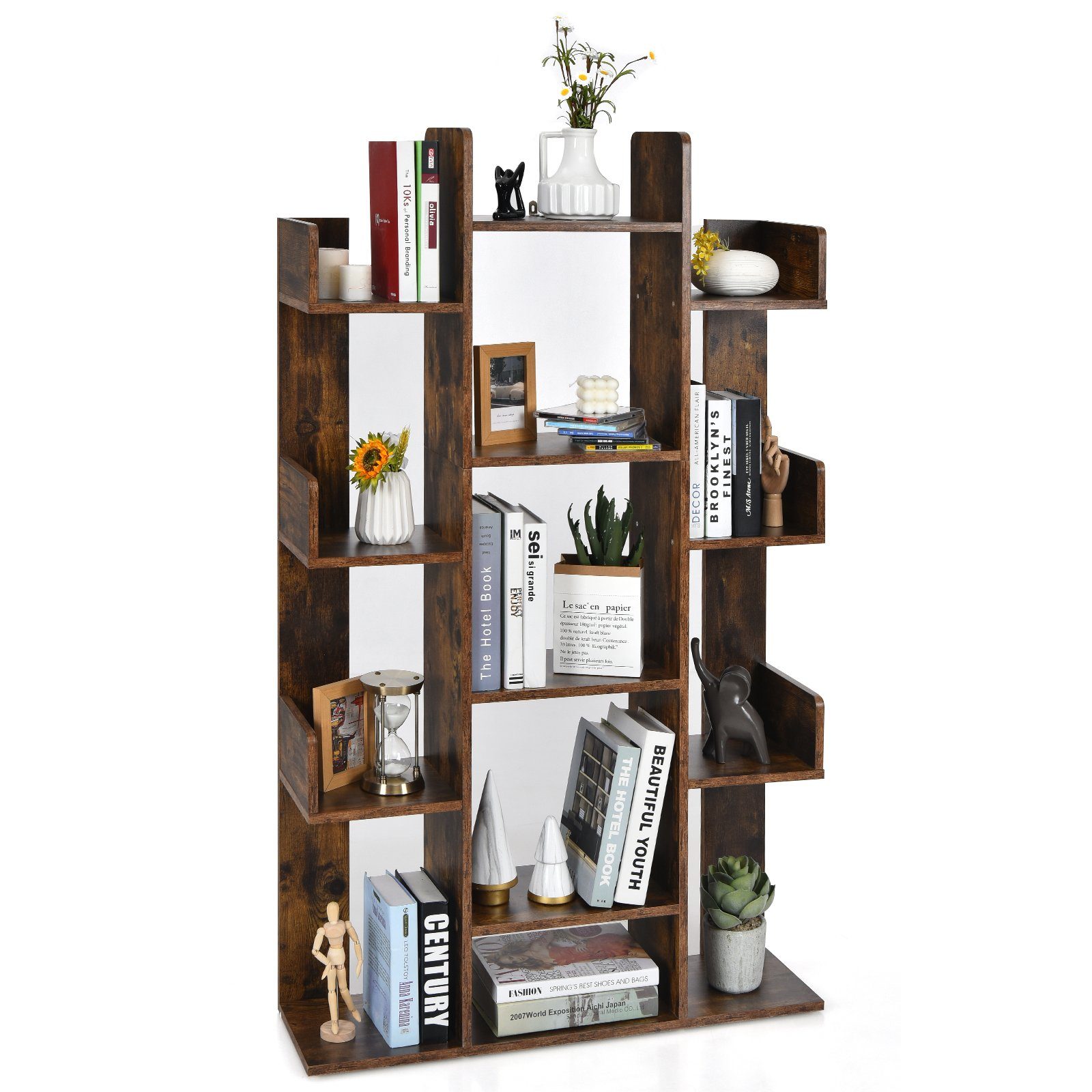 COSTWAY Bücherregal, mit 13 x x Kippschutz, 86 140,5cm 23,5 Ablagen