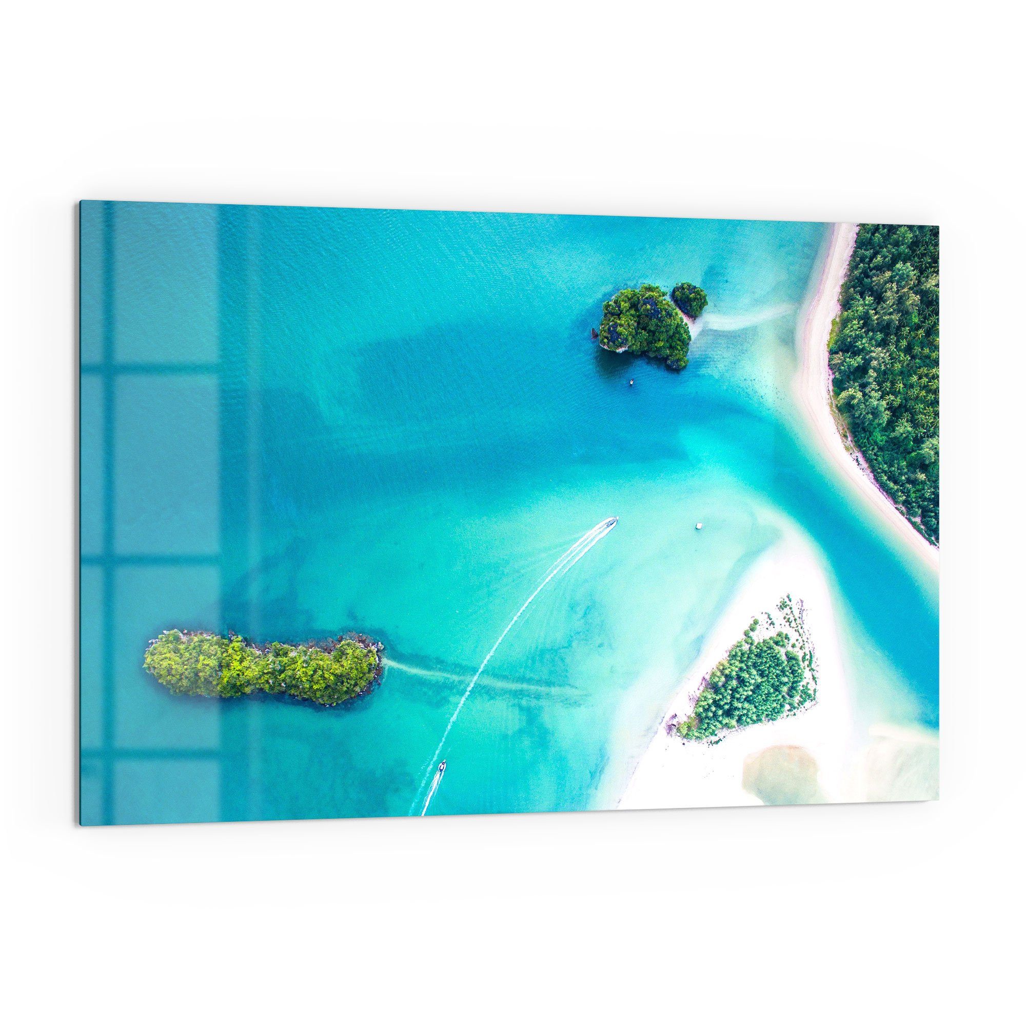 DEQORI Küchenrückwand 'Sirithan Strand in Krabi', Glas Spritzschutz Badrückwand Herdblende