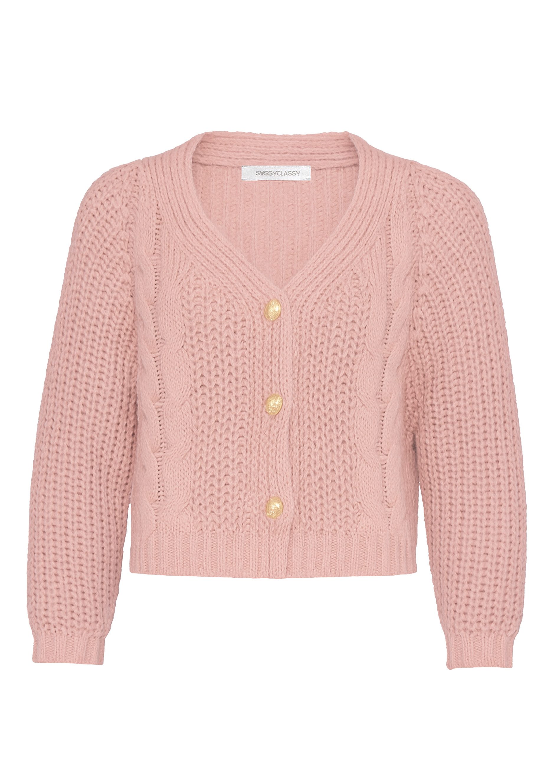 SASSYCLASSY Cardigan Zopfstrick-Cardigan mit Knopfleiste für Damen Lockerer günstig online kaufen