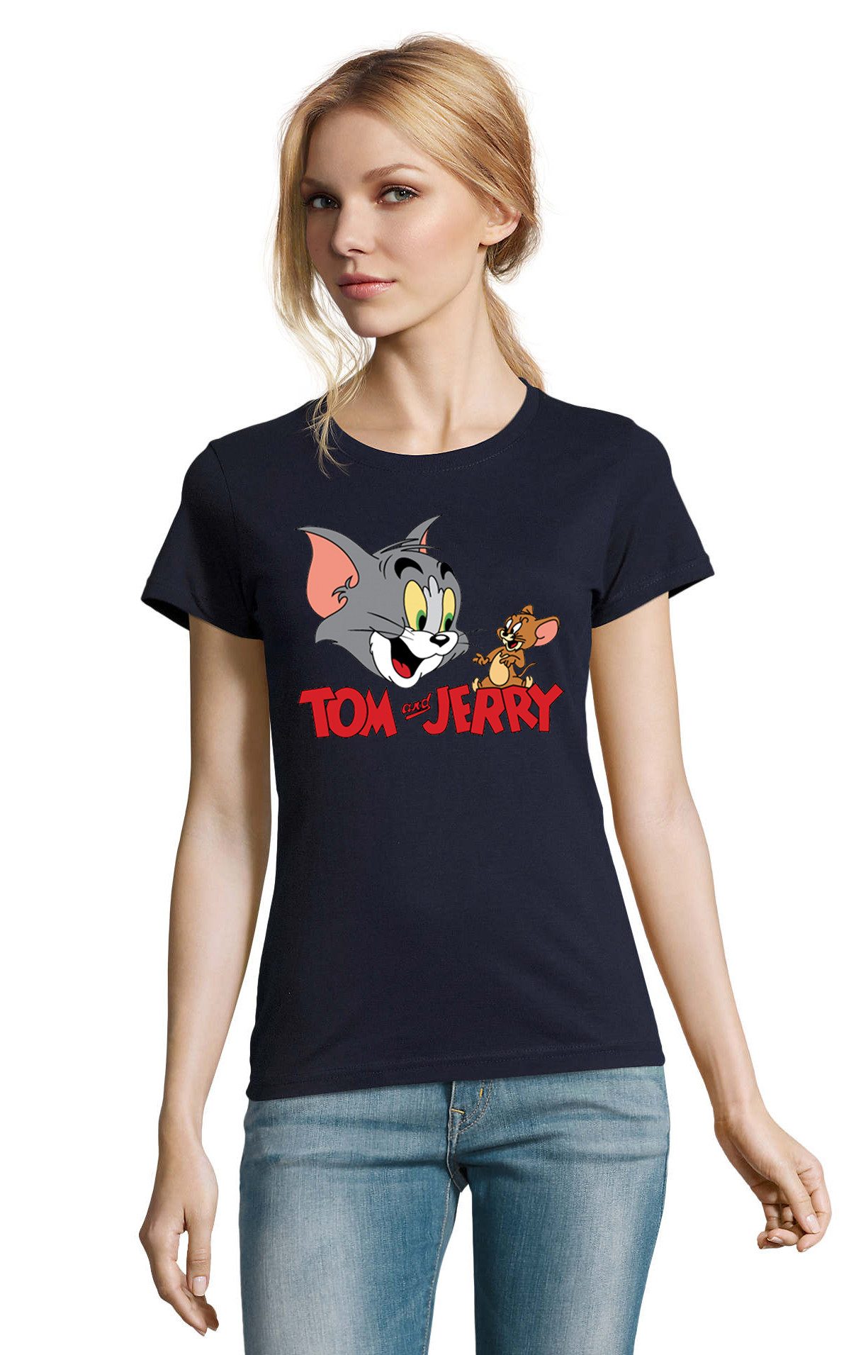 T-Shirt Damen Fun Fan Tom Jerry Katze Maús Cartoon Comic