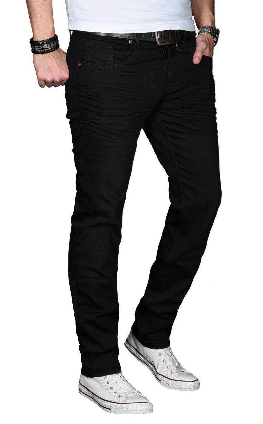 Slim ASMinero Straight-Jeans 2% mit Elasthan Salvarini Fit Jeans black Alessandro