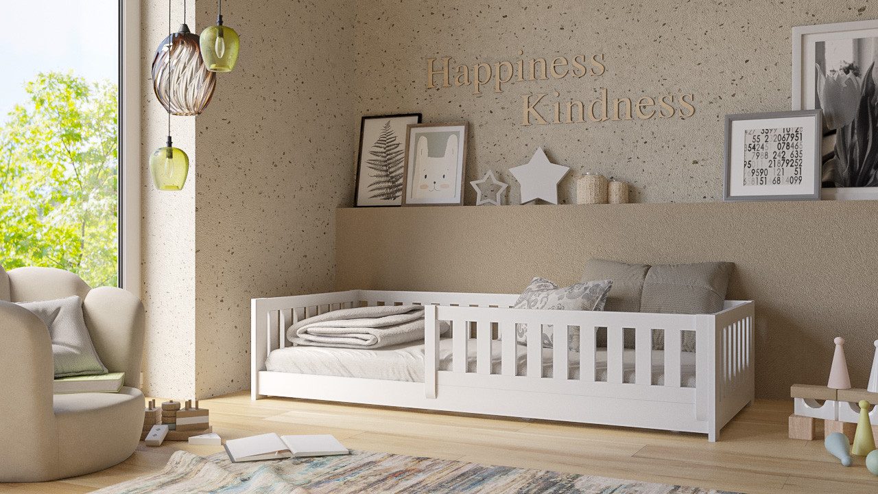 Kinderbett Bodenbett mit Rausfallschutz für Kinder - MADE IN EU - Montessori