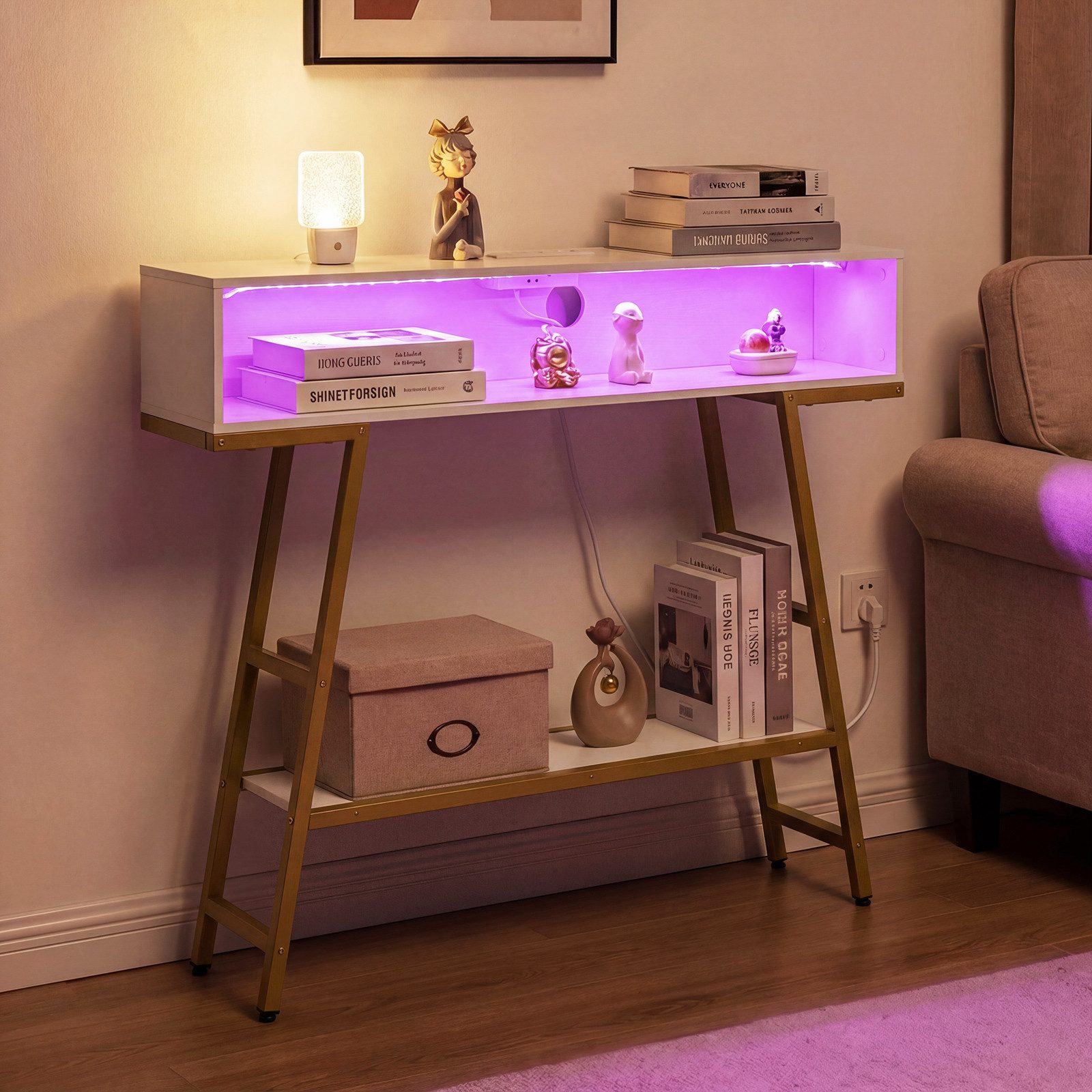 COSTWAY Konsolentisch, Flurtisch schmal, Sofatisch für Wohnzimmer