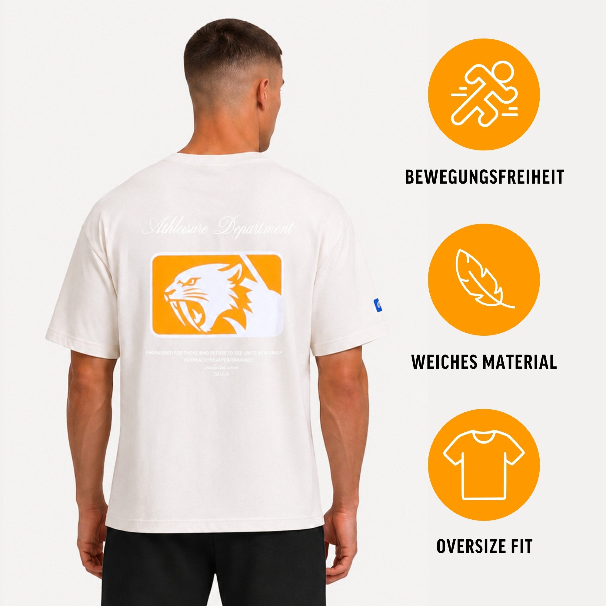 Smilodox T-Shirt Varendo, Oversize Shirt mit Backprint, aus Baumwolle, Streetwear & Gym Rundhals, 100% Baumwolle, weiches Material, für Training & Freizeit – Bild 2 von 5