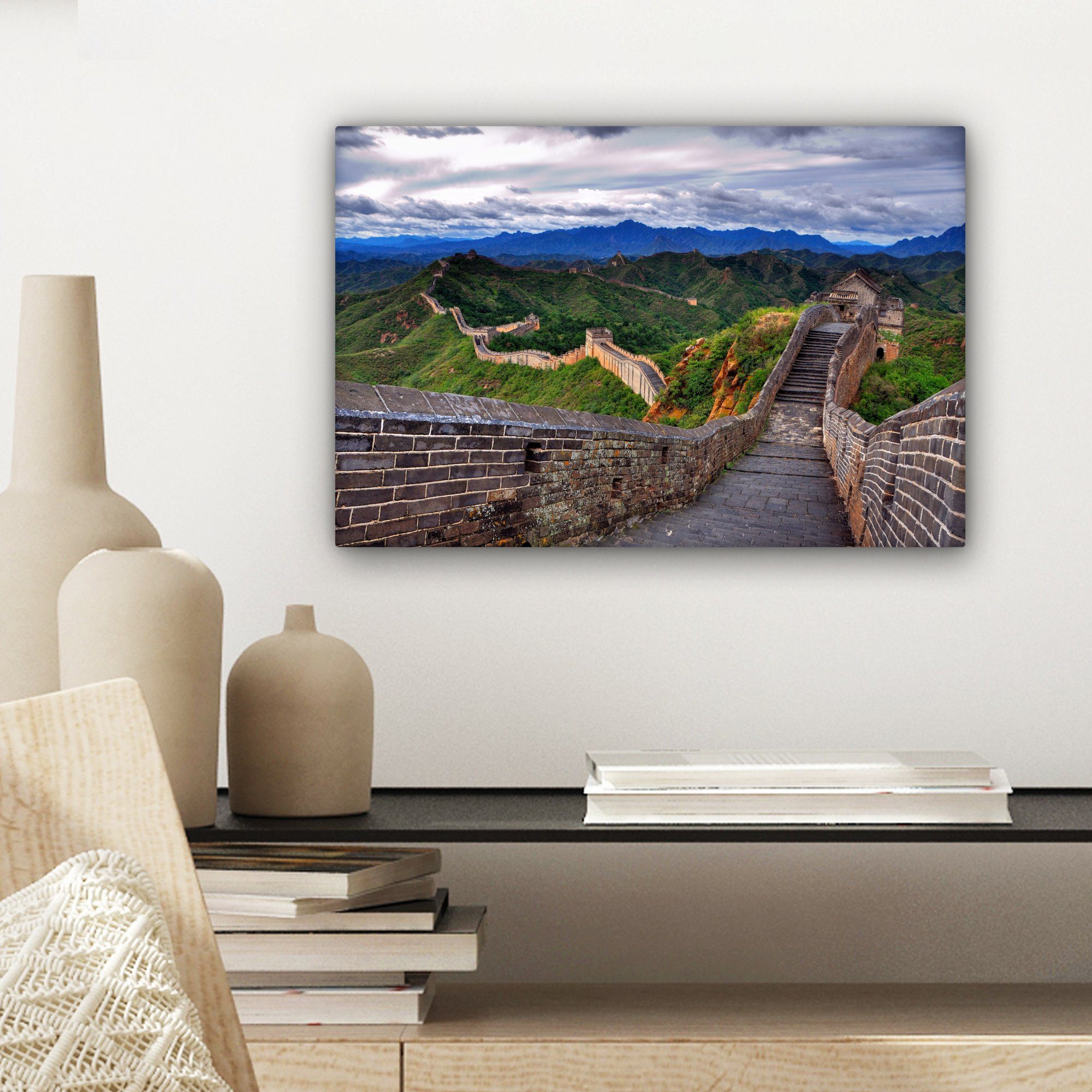 Aufhängefertig, (1 St), Blick cm OneMillionCanvasses® Chinesische 30x20 Leinwandbilder, Wandbild Mauer, auf die Wanddeko, Leinwandbild