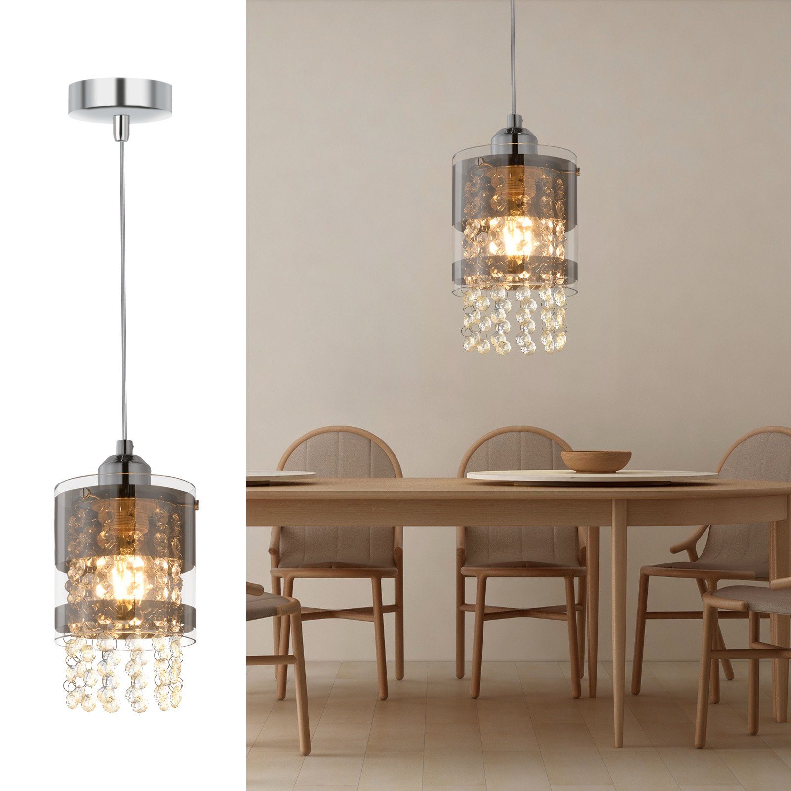 ZMH Pendelleuchte Wohzimmer Modern 150CM Esstisch Hängelampe Kristall Pende günstig online kaufen