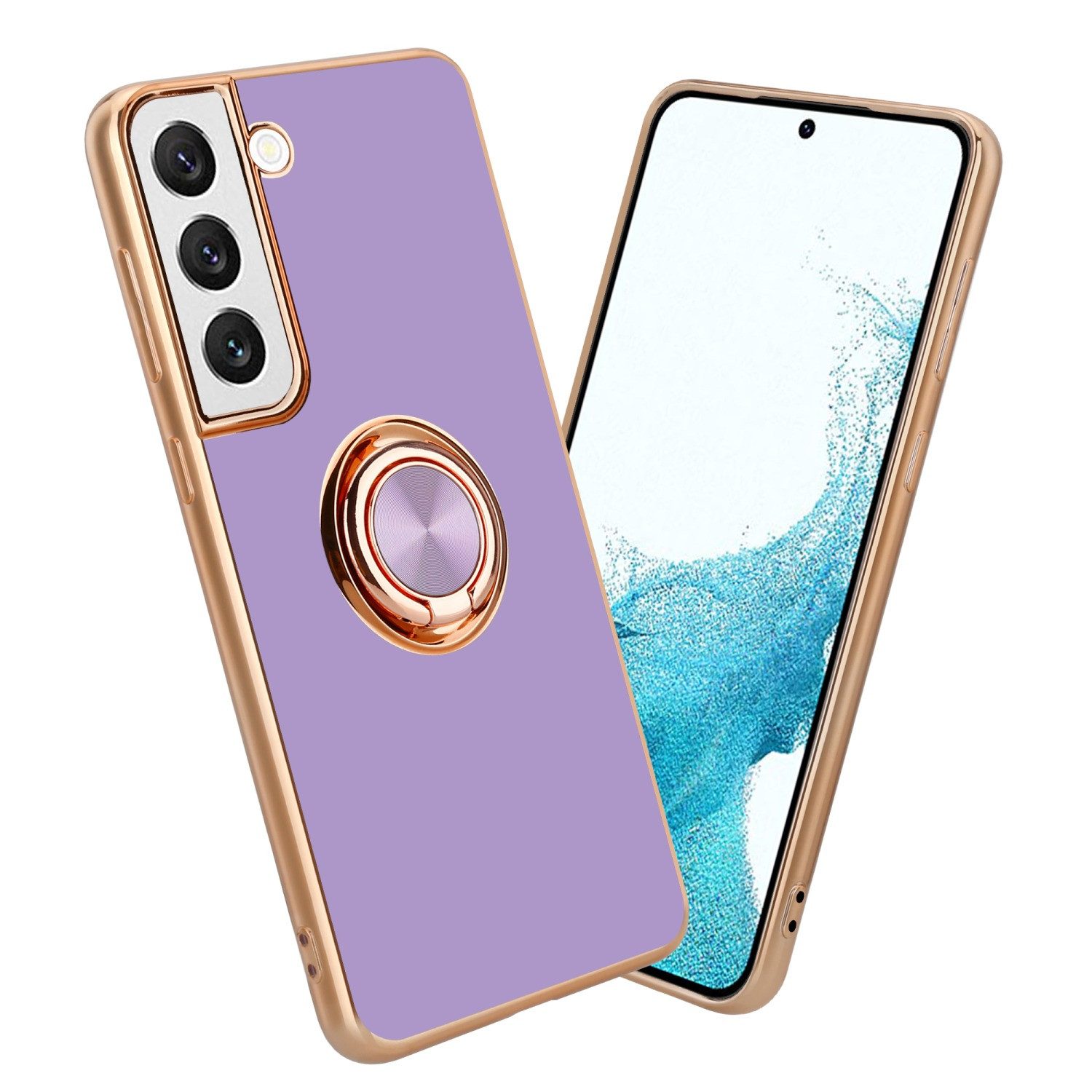 Cadorabo Handyhülle für Samsung Galaxy S22 Hülle Samsung Galaxy S22, Schutzhülle - TPU Silikon Hülle - mit Kameraschutz und Ring