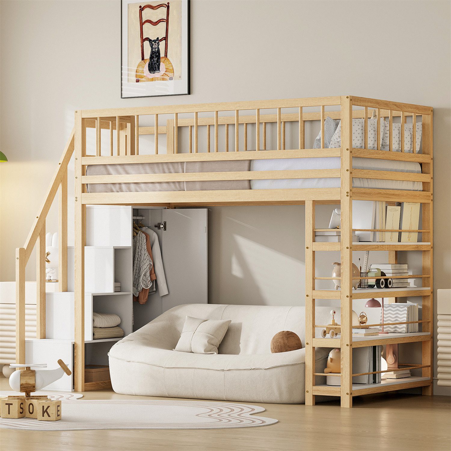 autolock Hochbett Hochbett, Regalen, Massivholzbett, 90 günstig online kaufen