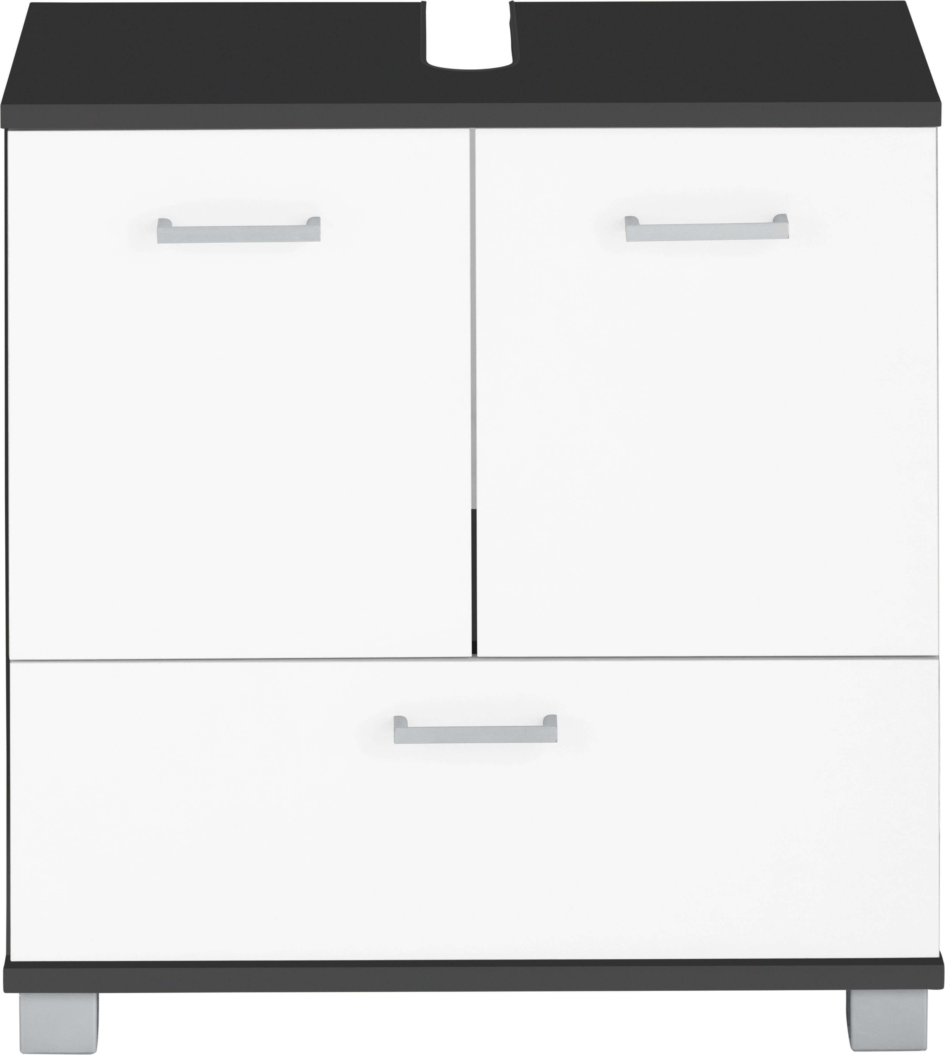 Schildmeyer Waschbeckenunterschrank Mobes Breite 60 cm, Badezimmerschrank Badschrank anthrazit/weiß | Unterschrank WBU anthrazit