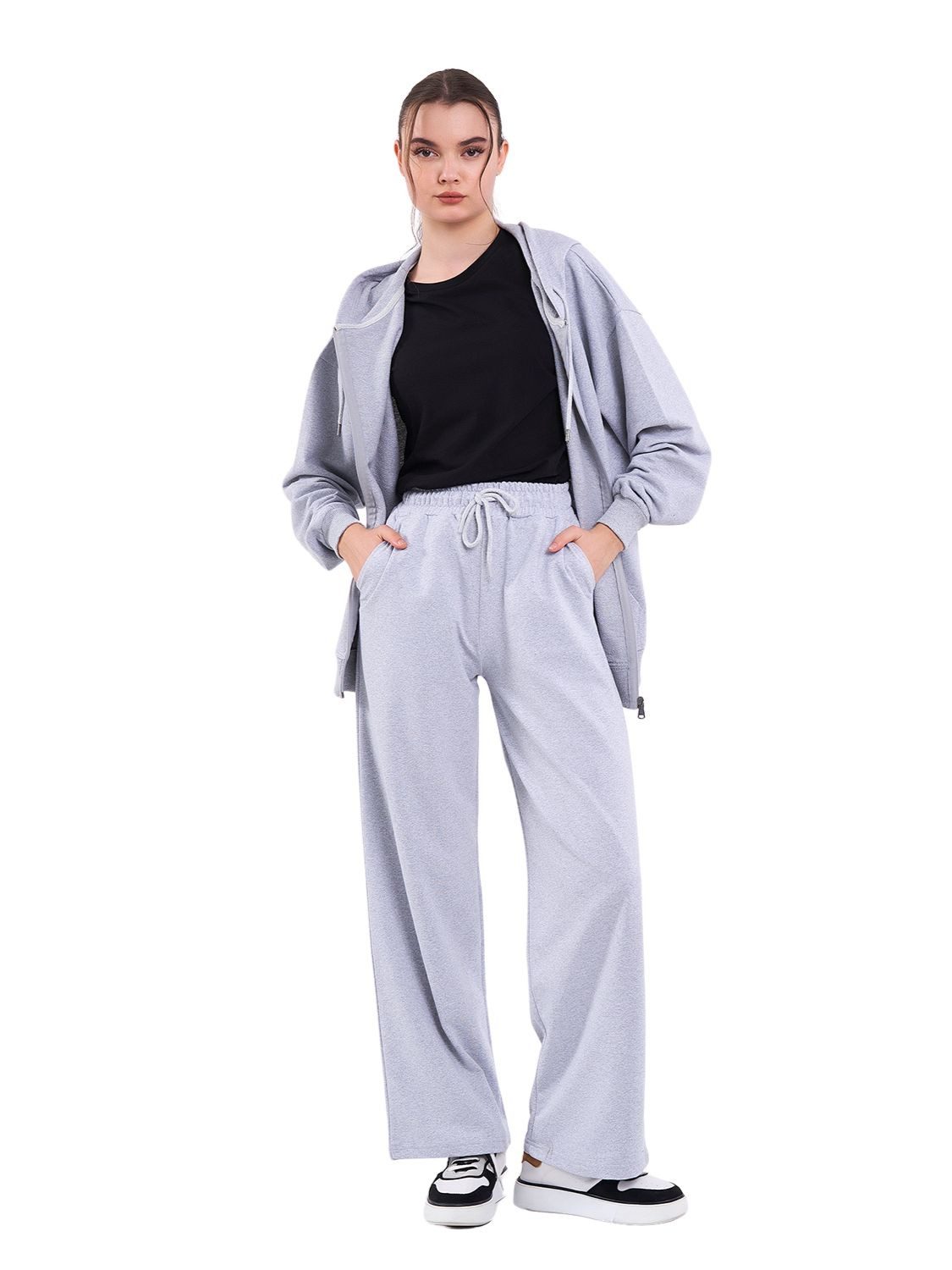 COMEOR Kapuzensweatjacke Damen Bequeme Baumwoll-Hoodie-Jacke Kapuzensweatshirt mit durchgehendem Reißverschluss