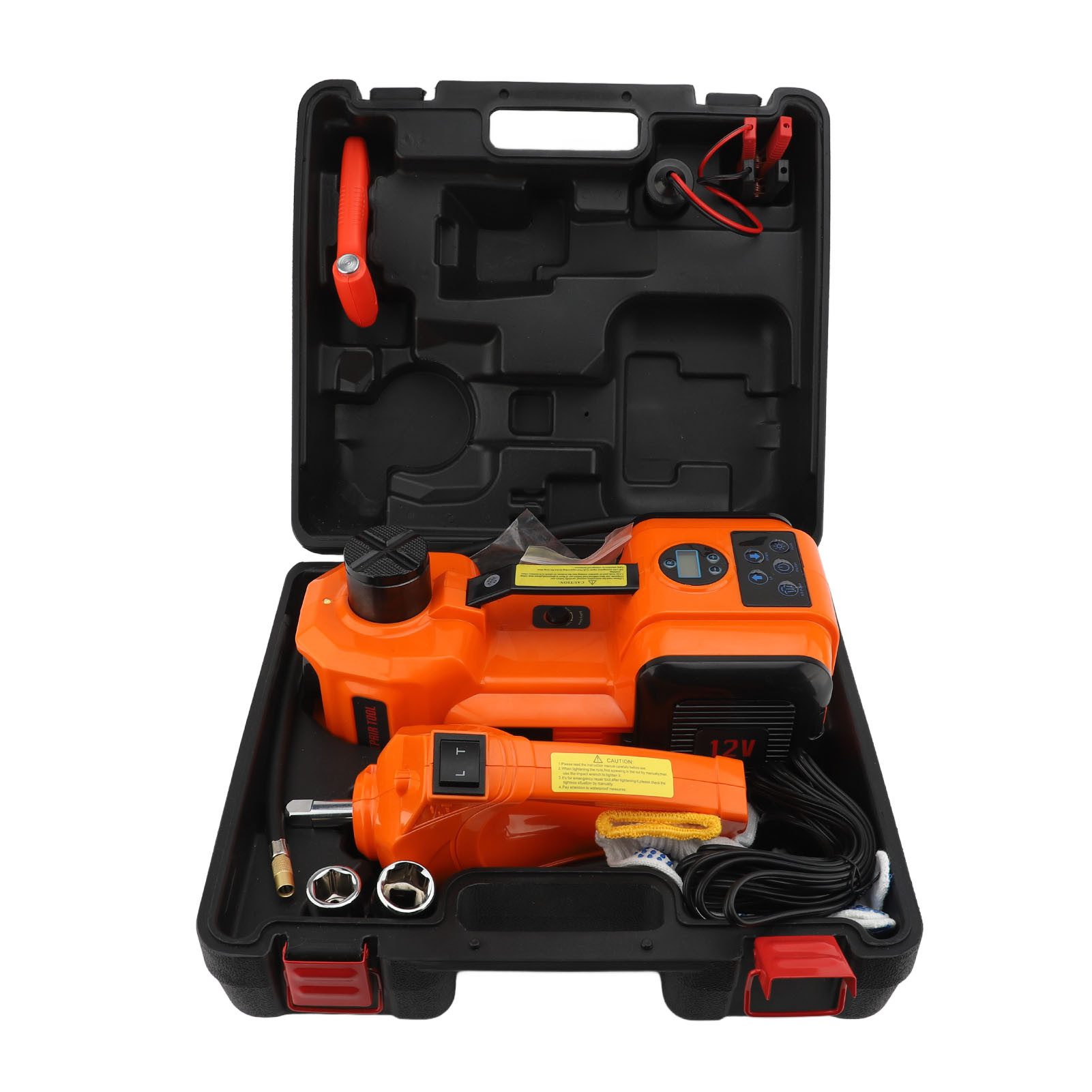 GARRYFIZH Hydraulikheber 12V elektrischer Hydraulikheber, Digitalanzeige, Tragkraft 5T, Mit Schraubenschlüssel und Aufpumpfunktion, 135–360 mm, 235–530 mm