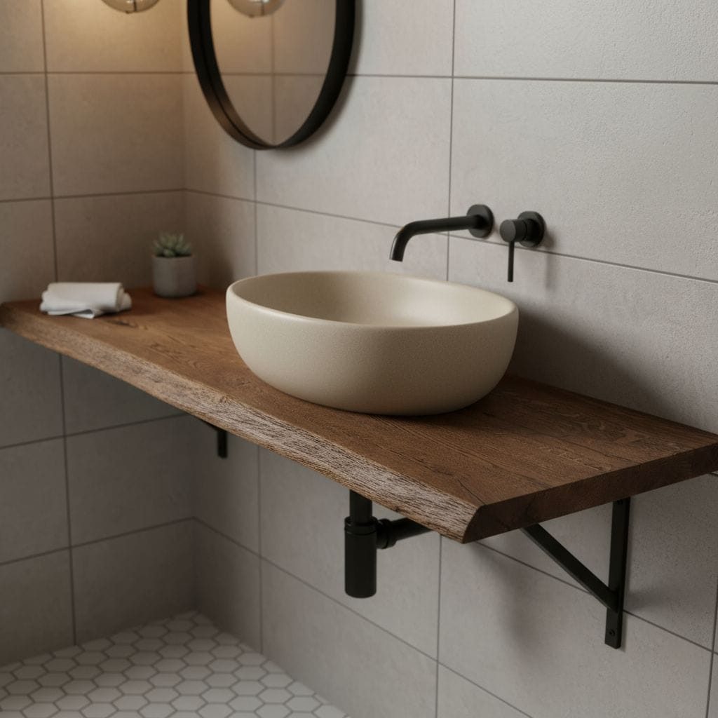 KEINerlei® Waschtischplatte Altholz Eiche Waschtischplatte Rustikal Tischplatte Dunkle