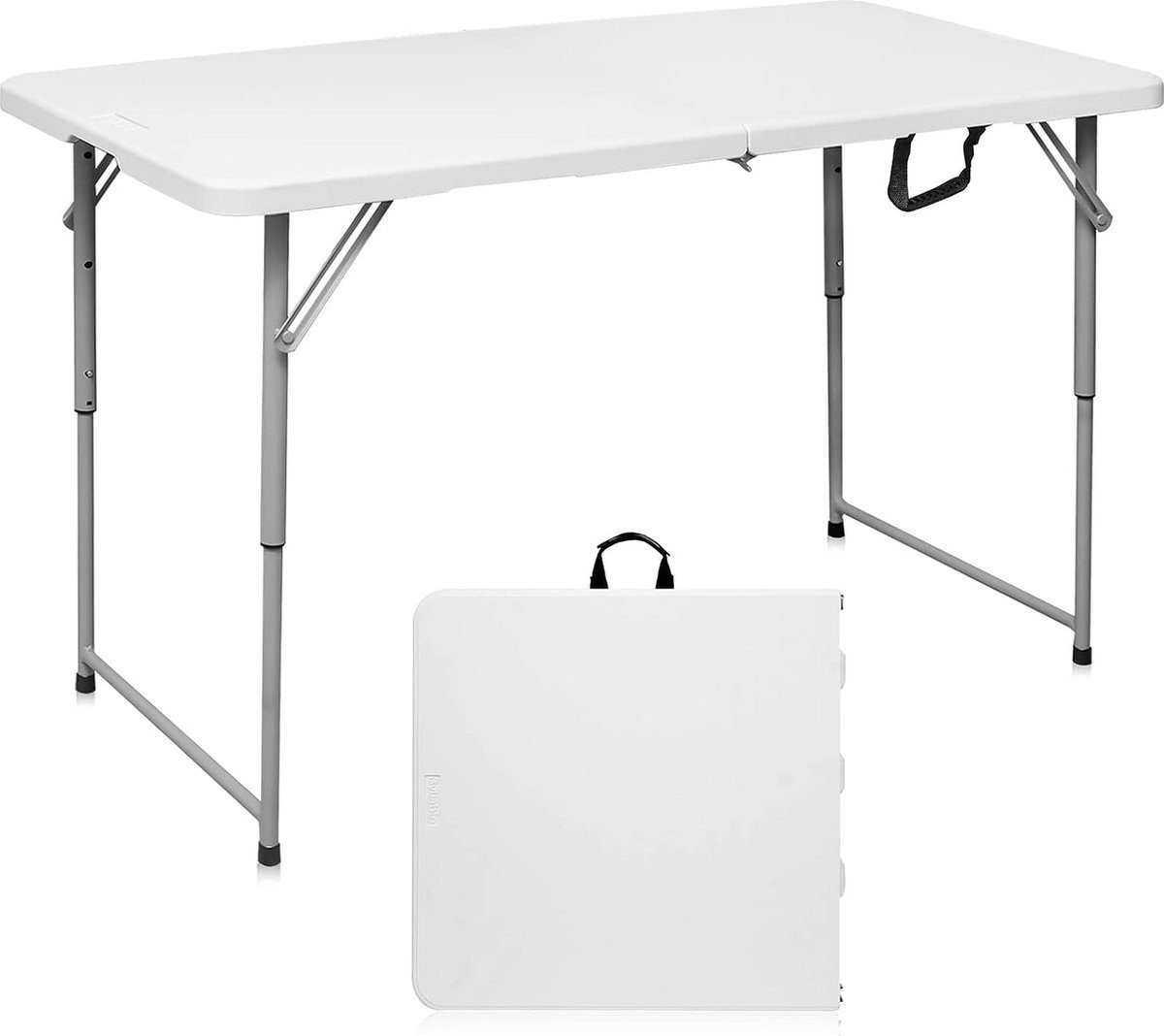 BOTC Klapptisch Camping-Tisch Multifunktionstisch (Markttisch Tapeziertisch), Klappbarer Tisch - 120*60CM - Klappbarer Tisch Weiß/Grau