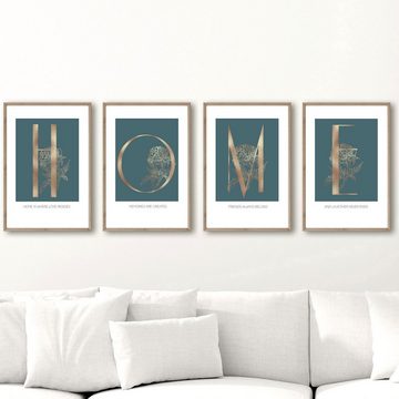 homestyle-accessoires Poster Bilderset HOME IS WHERE LOVE RESIDES.... 4er SET DIN A4 ODER DIN A3 Prints --- VERSANDKOSTENFREI ---, Ohne Bilderrahmen