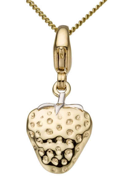 Firetti Charm-Einhänger Schmuck Geschenk Gold 375 Halskette Charmarmband Gold-Charm Erdbeere