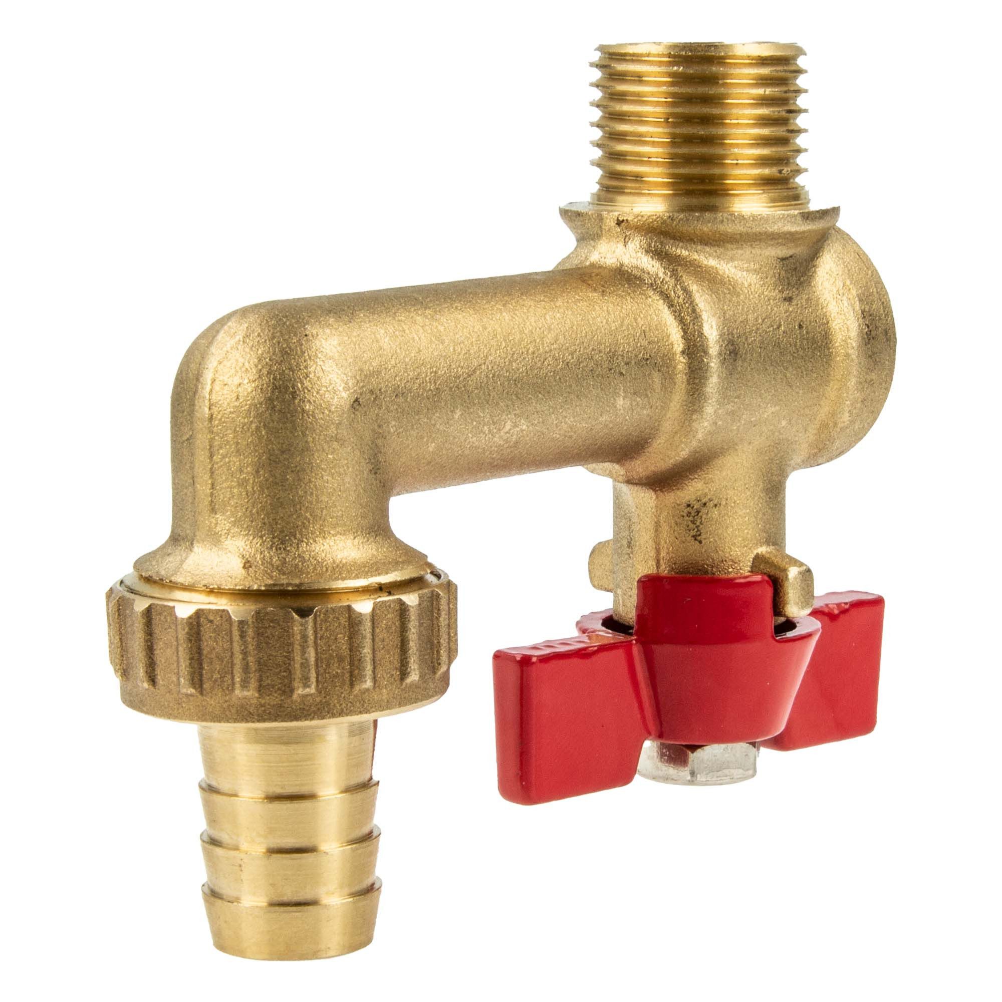 tecuro Kugelhahn Winkel-- Messing - AG x Abgang mit Schlauchtülle, Flügelgriff