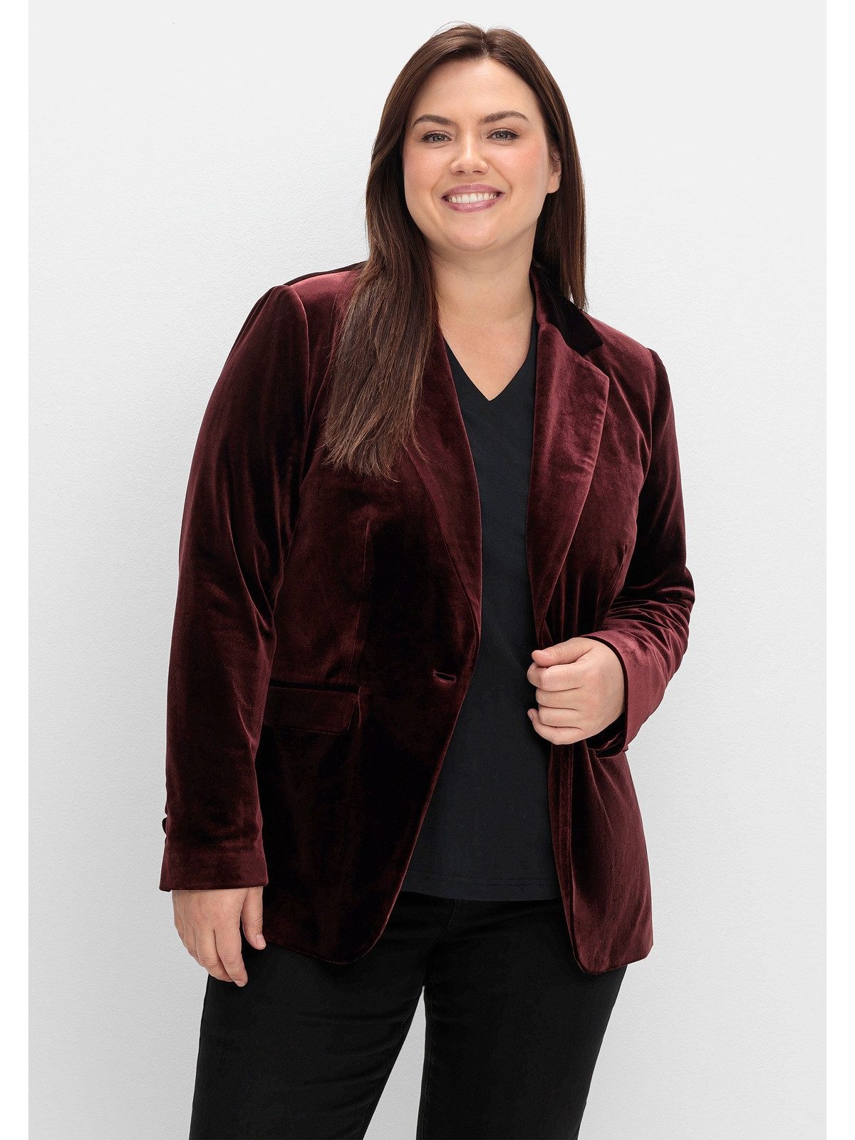 Sheego Jackenblazer Große Größen aus Samt-Qualität, in taillierter Form