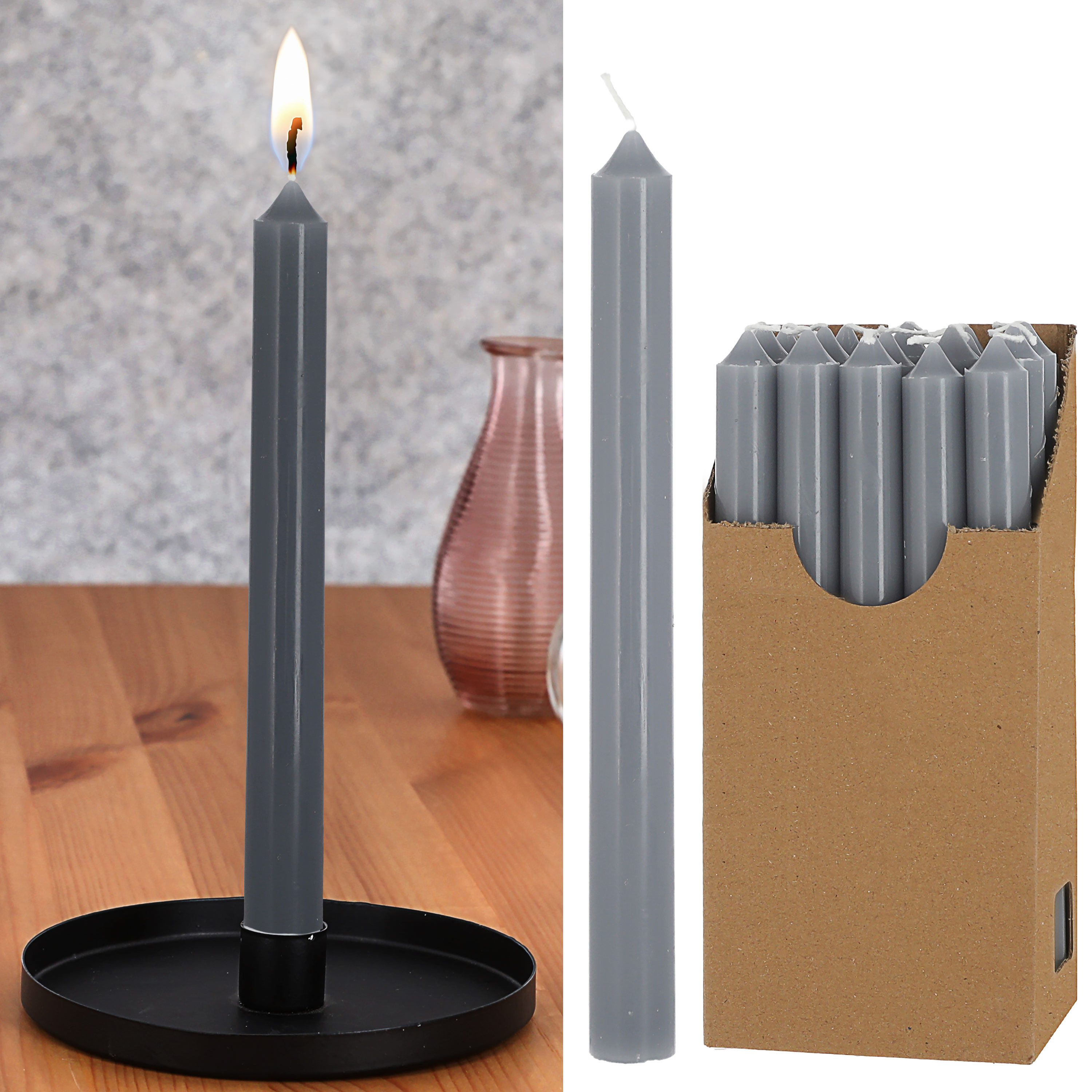 CEPEWA Tafelkerze Stabkerze 20er Set grau 2x25cm Paraffin Dekokerze Kerze g günstig online kaufen