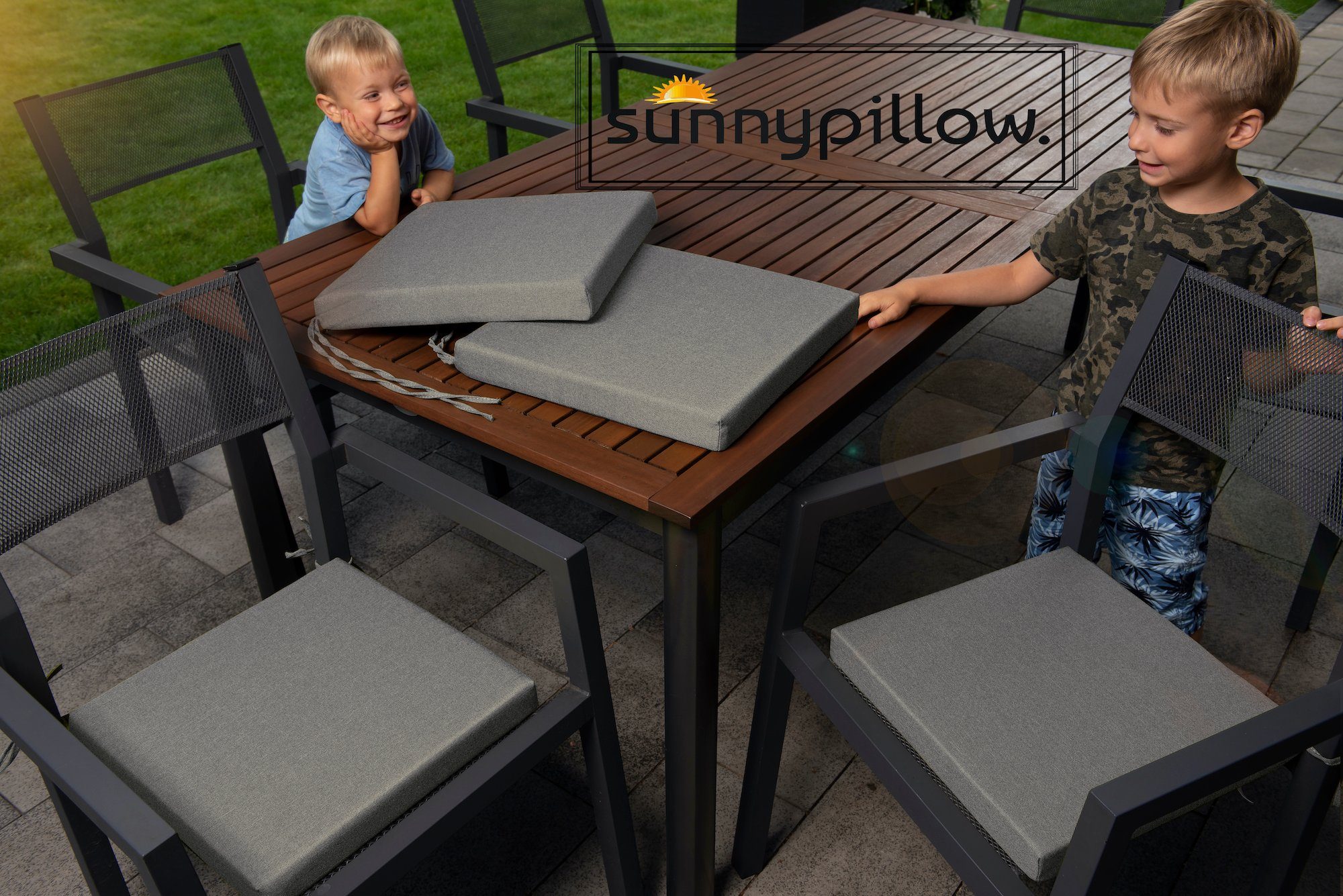 sunnypillow Stuhlkissen 4er Set Kissen 40 x 40 x 5 cm, Sitzkissen Sitzauflage für Stühle, Bänke