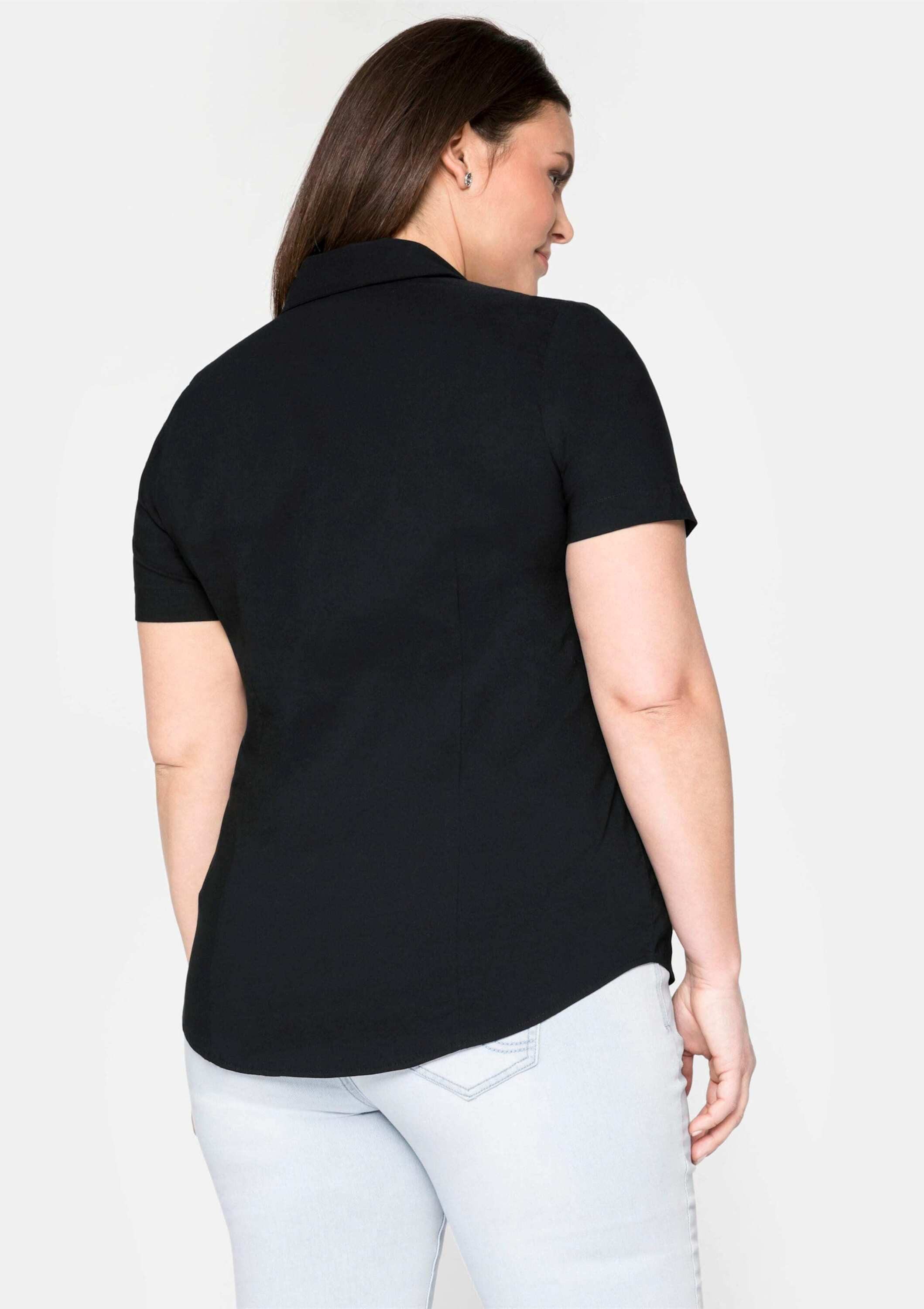 Sheego Klassische Bluse Hemdbluse Kurzarm