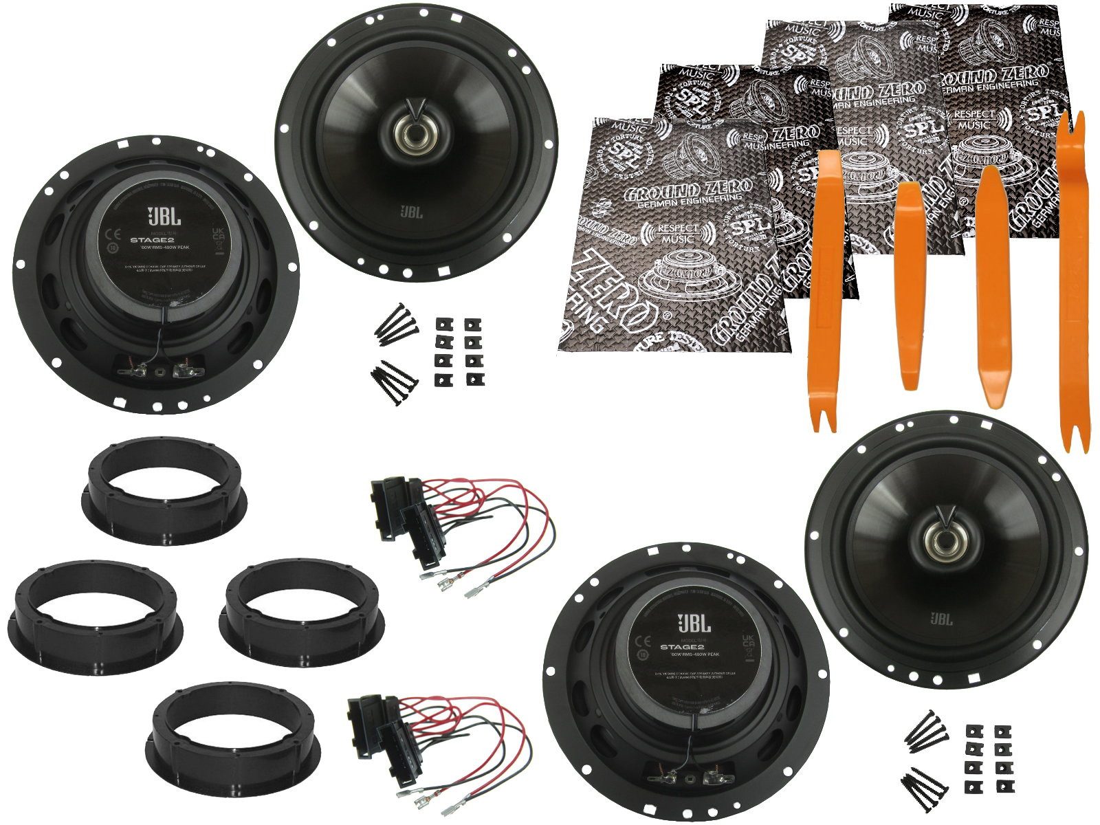 DSX JBL Boxen für VW Polo V 6r Bj 09-17 Tür Vorne hinten Bügel Dämmmatte Auto-Lautsprecher (120 W)