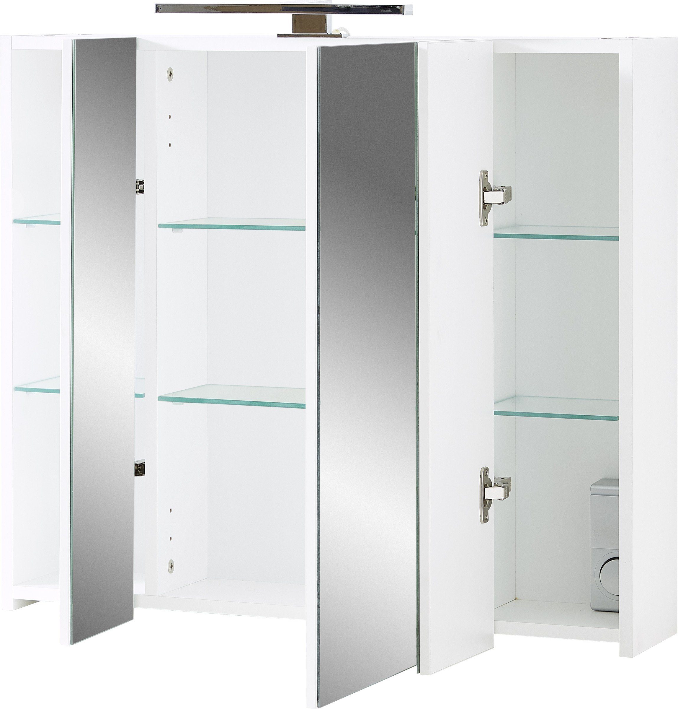 GERMANIA Spiegelschrank in weiss mit 3 Türen und 6 Einlegeböden (BxHxT: 76x71x23 cm)