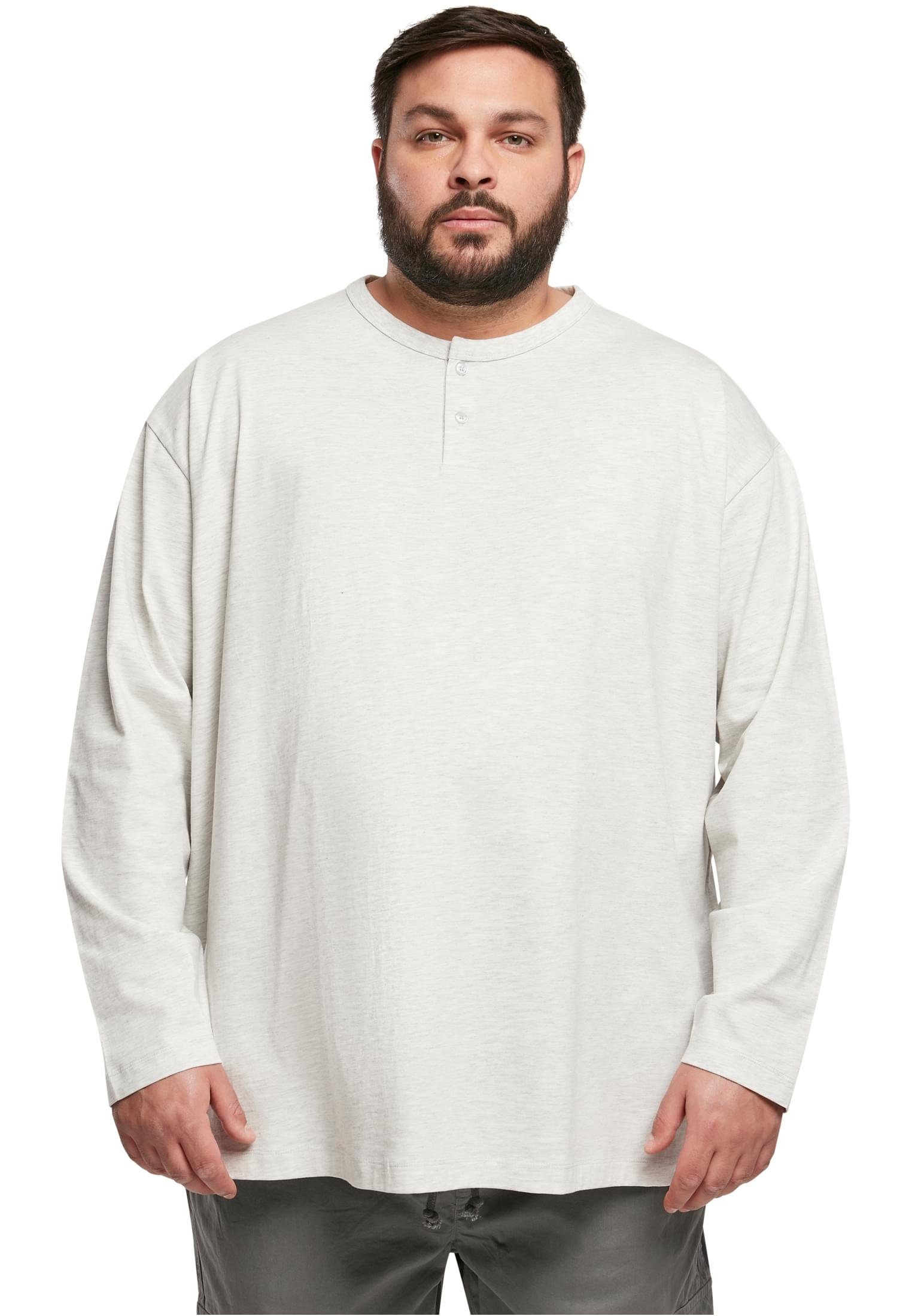 URBAN CLASSICS (1-tlg) Henley Longsleeve Oversized Herren Organic lightgrey T-Shirt