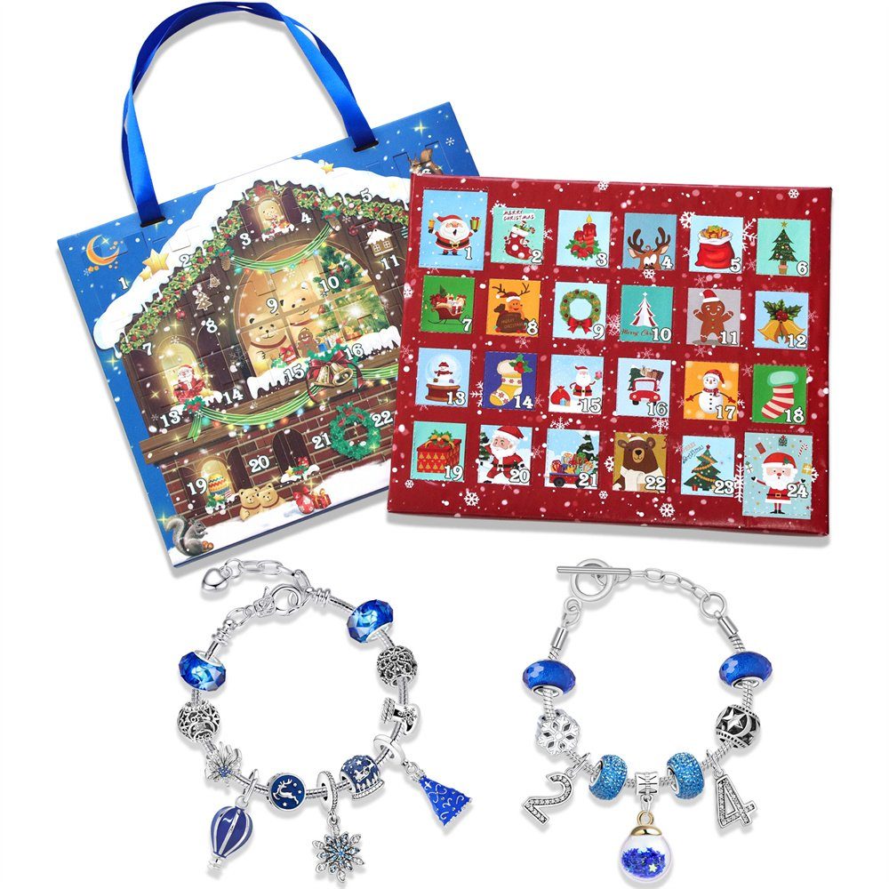 Weihnachts Dekorative Geschenk Geschenk, 2024 Adventskalender Kinder Weihnachten für (24-tlg), Adventskalender Kinder Adventskalender Armband für DIY