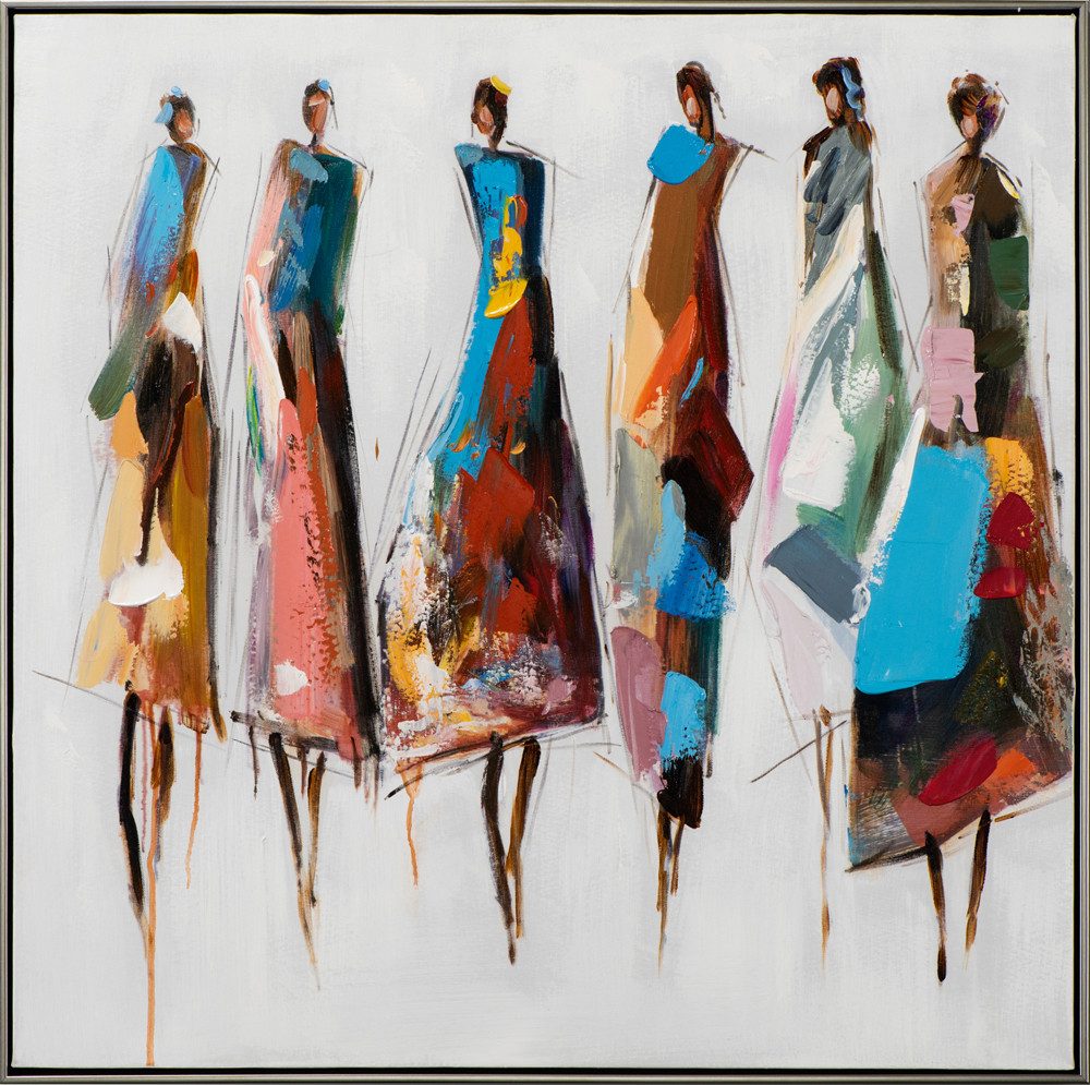 ArtUniverse Gemälde Leinwandbild Farbenfrohe Damengruppe 82 x 82 cm, Menschenmotiv