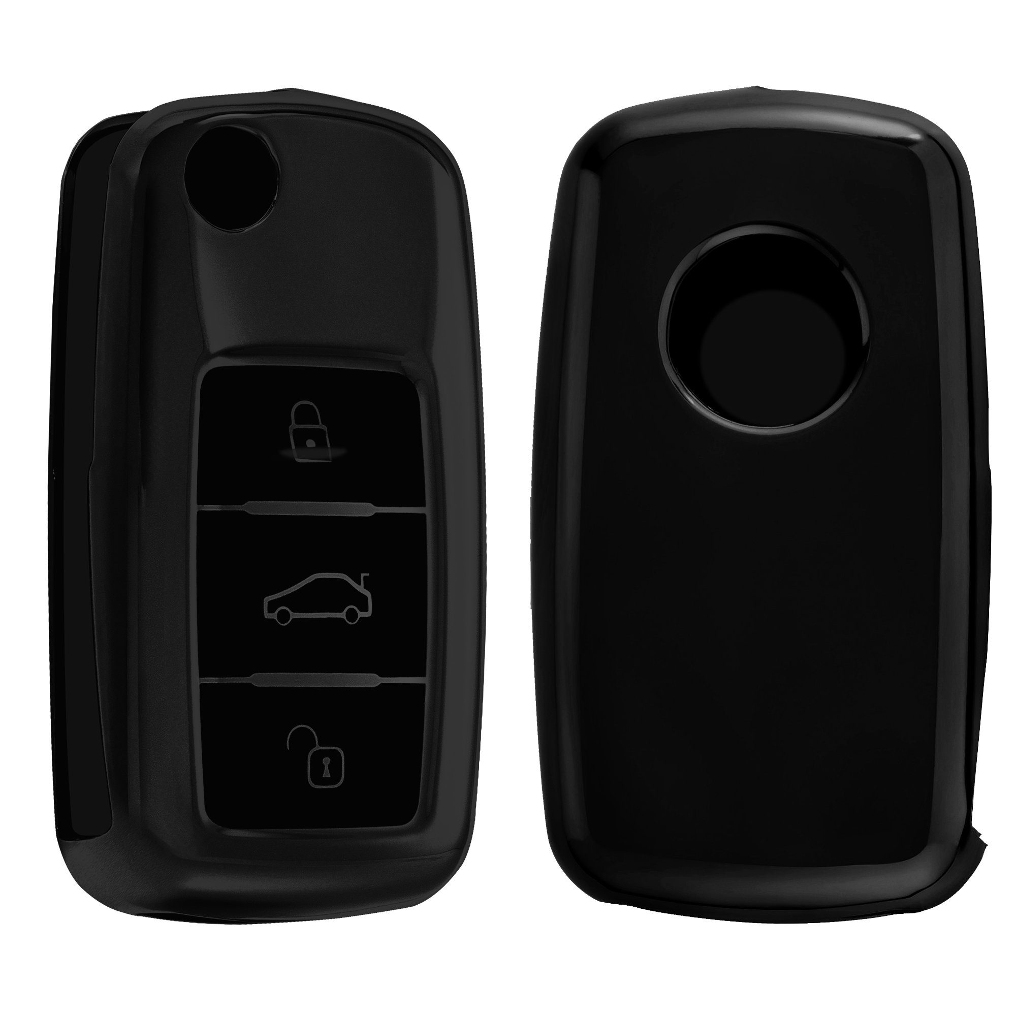 kwmobile Schlüsseltasche Autoschlüssel Hülle für Case Cover VW Anthrazit Silikon Seat, Schlüssel Hochglanz Schlüsselhülle Skoda
