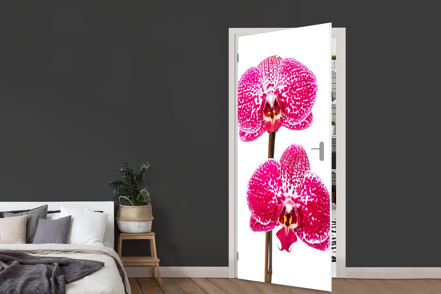 MuchoWow Türtapete Orchidee Fototapete bedruckt, rosa, St), Türaufkleber, Tür, Matt, 75x205 (1 cm für