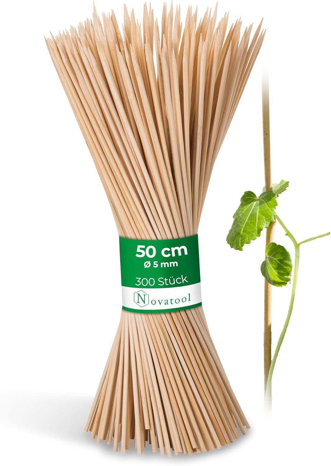 Novatool Rankhilfe 21576-300x, 300 St., 300x Splittstäbe 50 cm x 5 mm I Natur I Pflanzenstab Bambus Rankhilfe