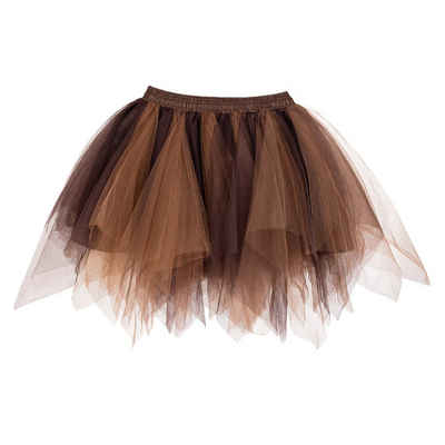 Boland Kostüm Kurzer Tüllrock braun, Dreilagiger Petticoat für Steampunk oder erdfarbene Feen