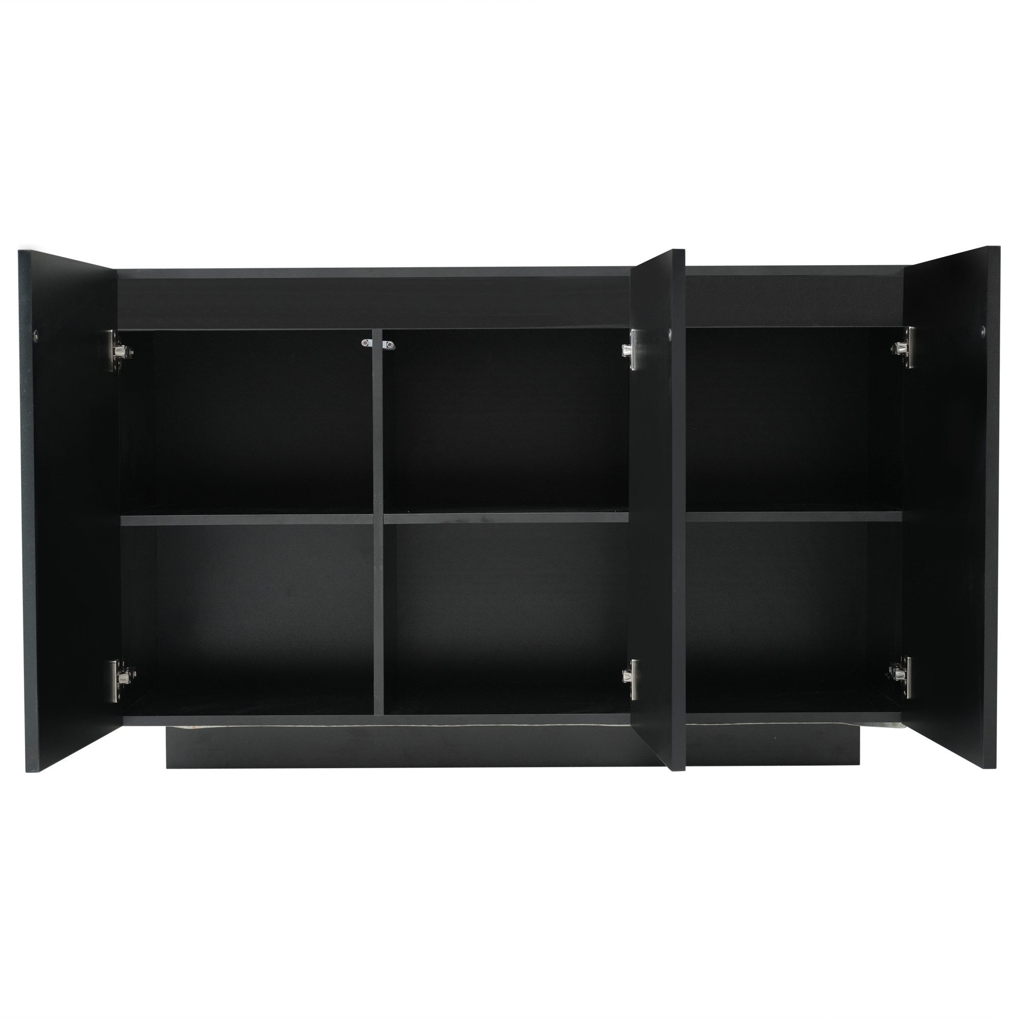 Merax Sideboard in Schwarz-Marmoroptik (1 St., Buffetschrank mit Push-to-Open-Funktion), Kommode mit LED & Bluetooth, Anrichte mit 3 Türen & Stauraum, B:120cm
