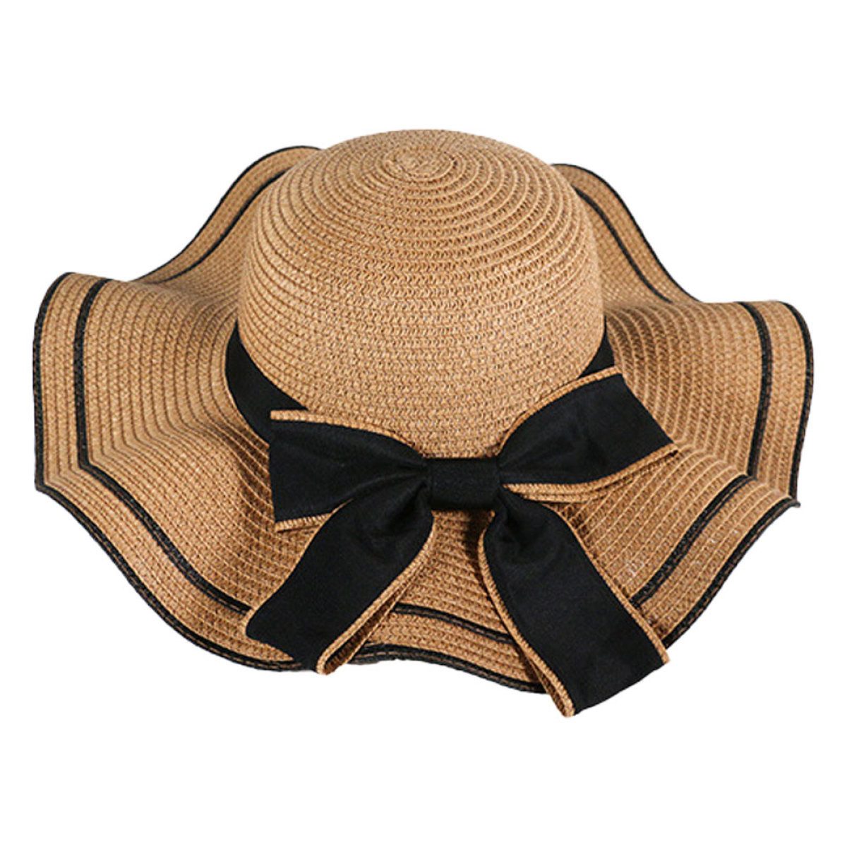 Rnemitery Strohhut UV-Schutz Strandhut mit Breite Krempe-Faltbar Sonnenhut für Frauen