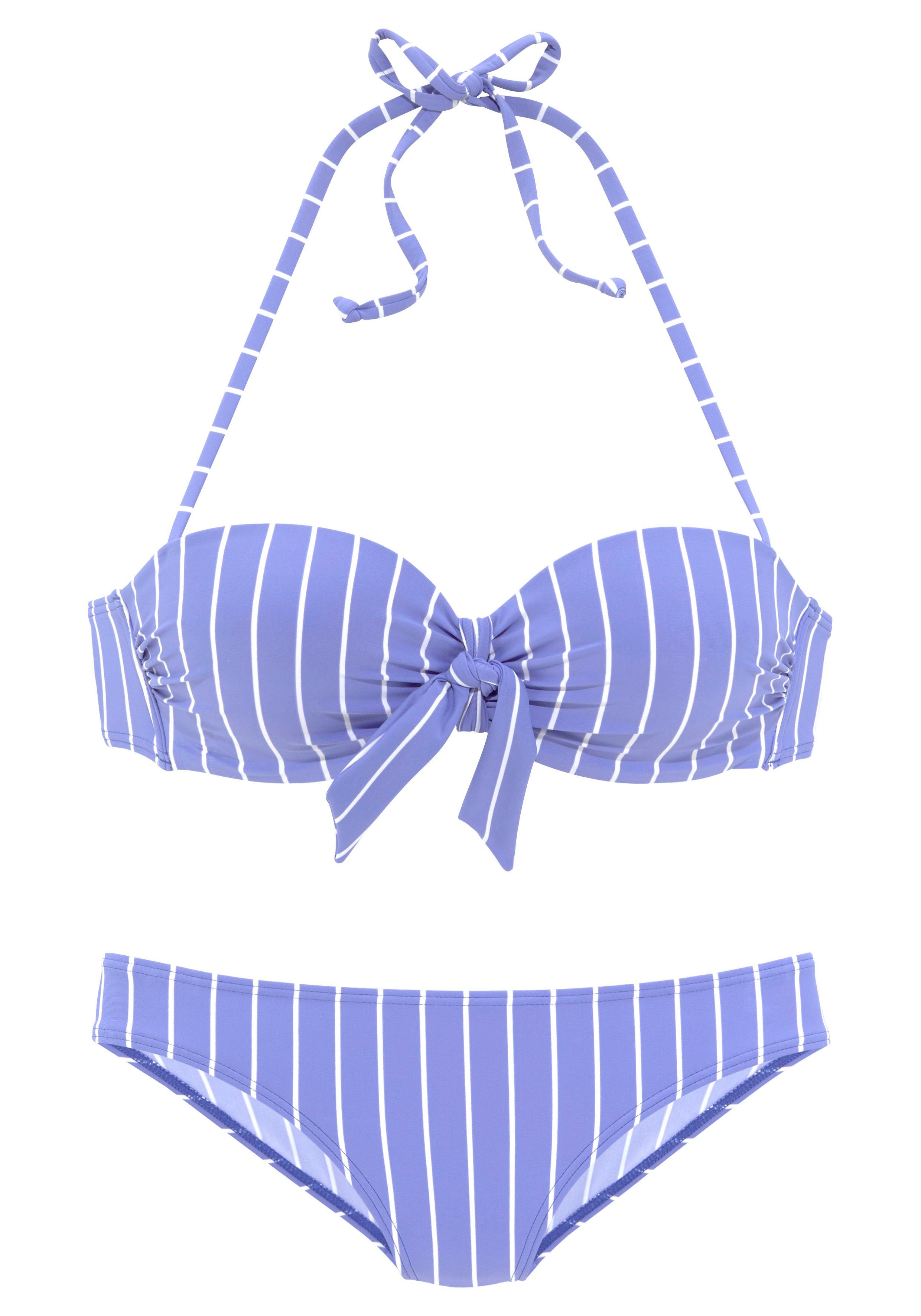 Vivance Top blau-creme mit Bügel-Bandeau-Bikini Zierschleife am