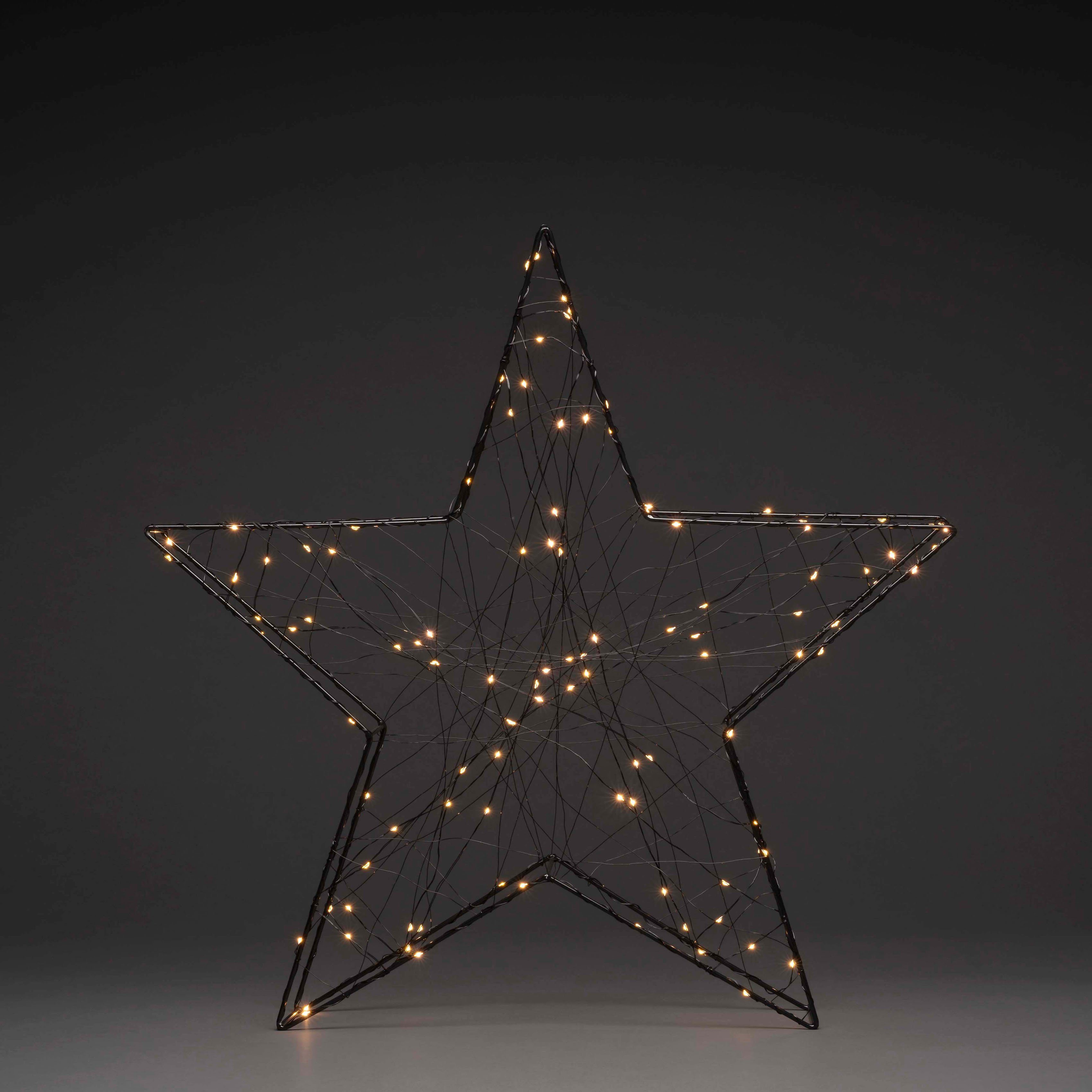 KONSTSMIDE LED Stern Weihnachtsstern, Weihnachtsdeko, LED fest integriert, LED Metallstern, schwarz