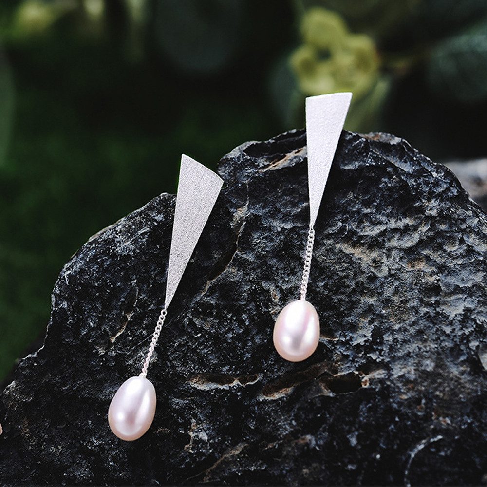 Runde Perlé Paar Ohrhänger elegante Perlenohrringe günstig online kaufen