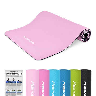 MSports® Gymnastikmatte Yogamatte - Fitnessmatte - extrem rutschfest (Yogamatte Pastellrosa)
