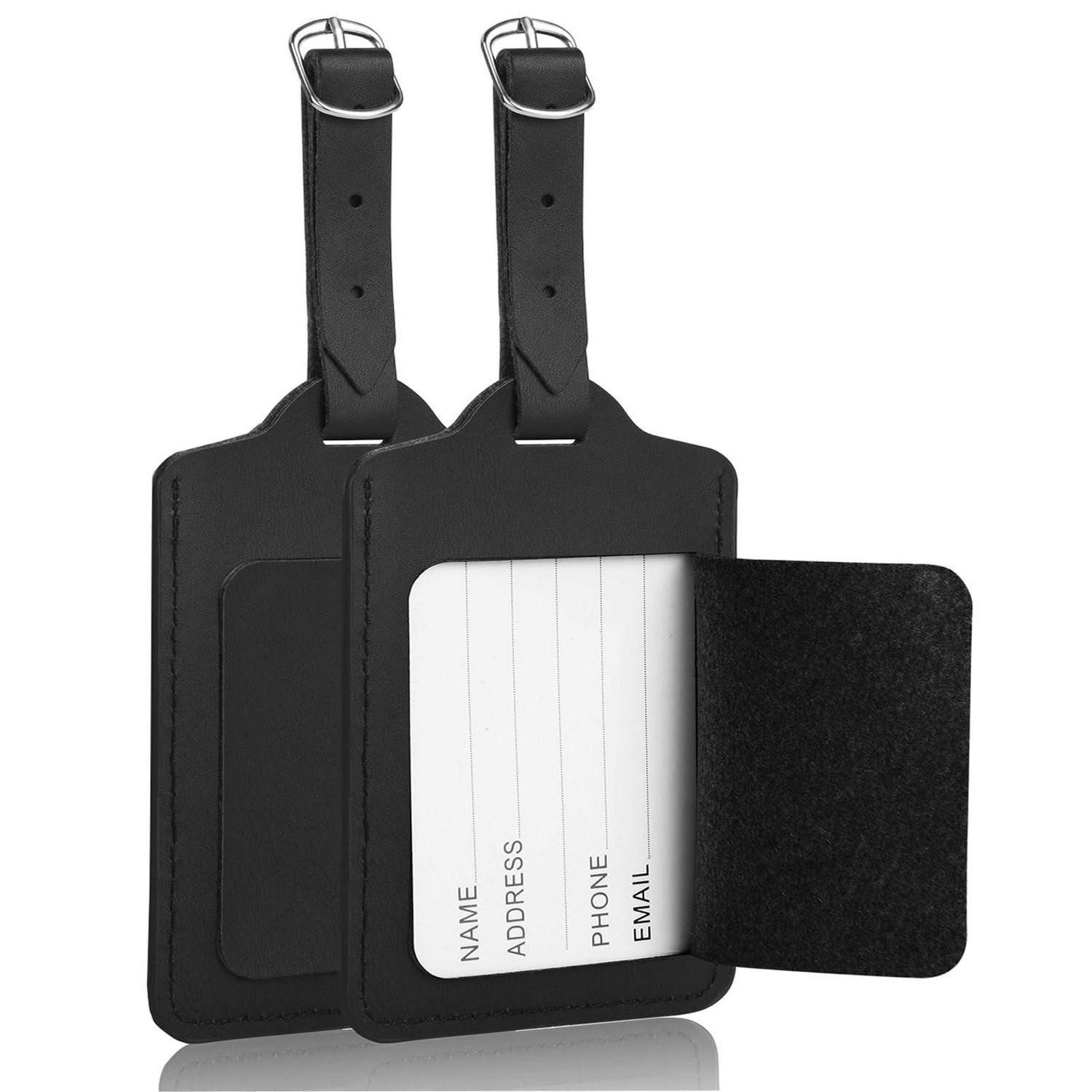 LuxusKollektion Gepäckanhänger Kofferanhänger Gepäckanhänger Namensschild Reisezubehör 2PCS Schwarz