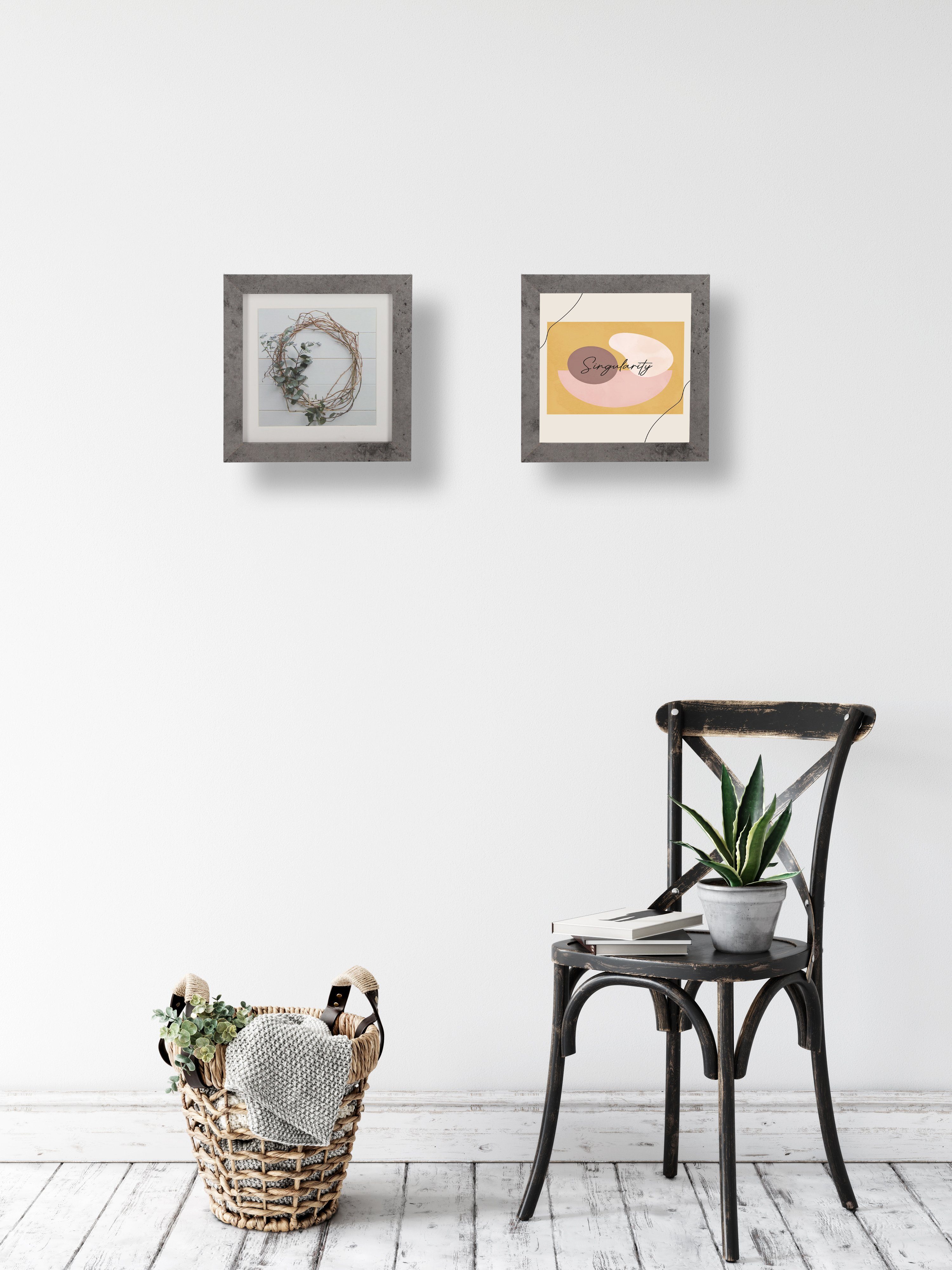 Wackadoo the Passepartout, Set), Frame Holz Bilderrahmen mit Beton (5er Bilderrahmen-Set Living FSC