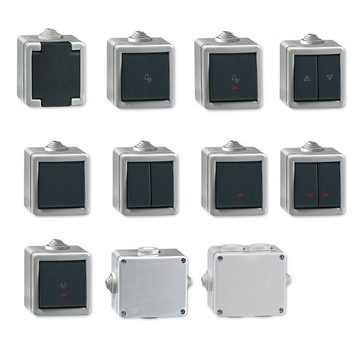 Aling Conel Lichtschalter Armor Line Ein/Aus Aufputz Schalter (Packung), IP 55
